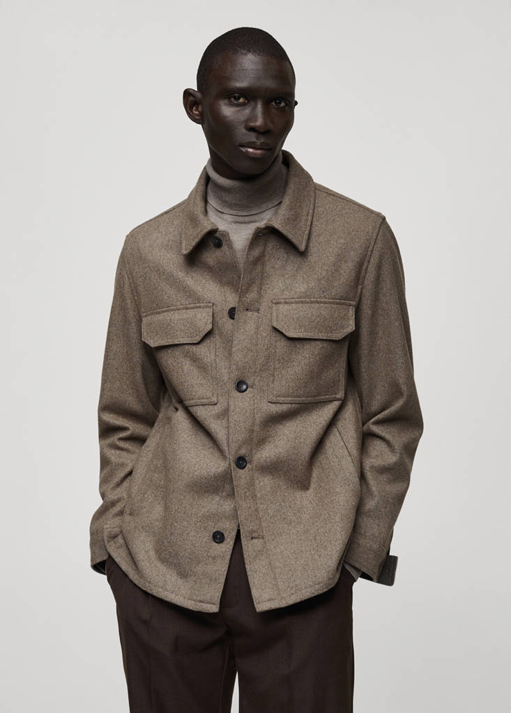 Flannel wool-blend overshirt — Medium Brown