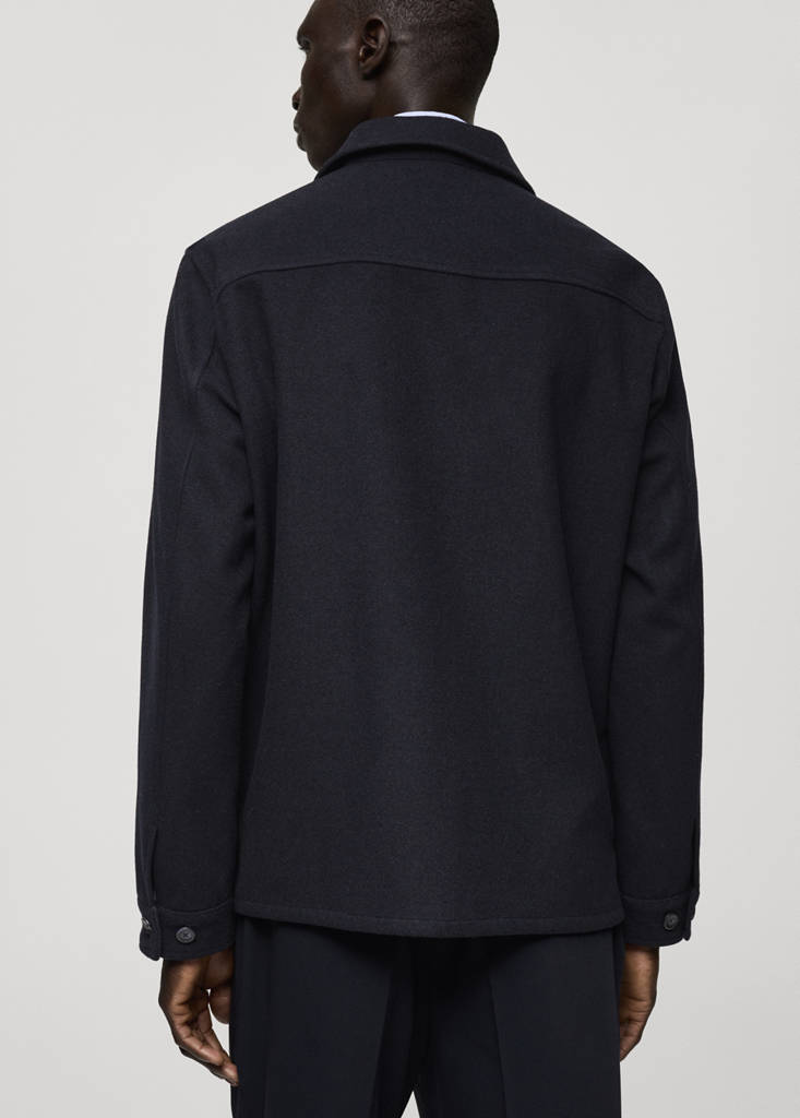 Flannel wool-blend overshirt — Dark Navy