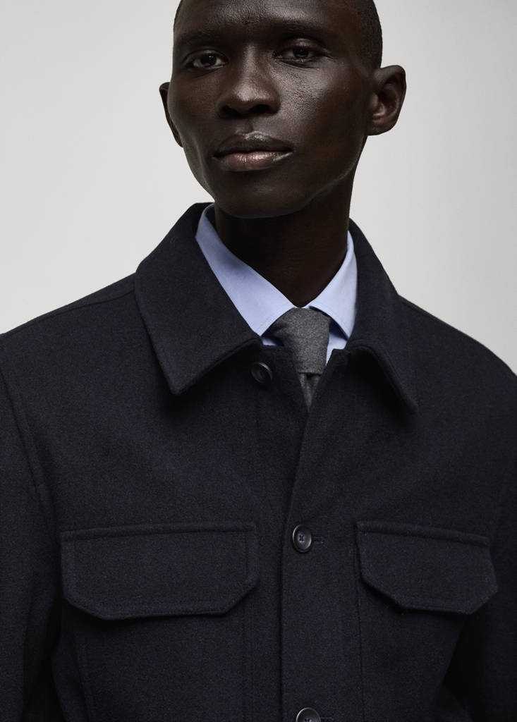 Flannel wool-blend overshirt — Dark Navy