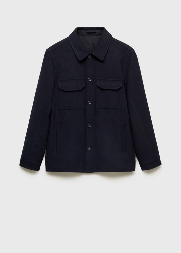 Flannel wool-blend overshirt — Dark Navy