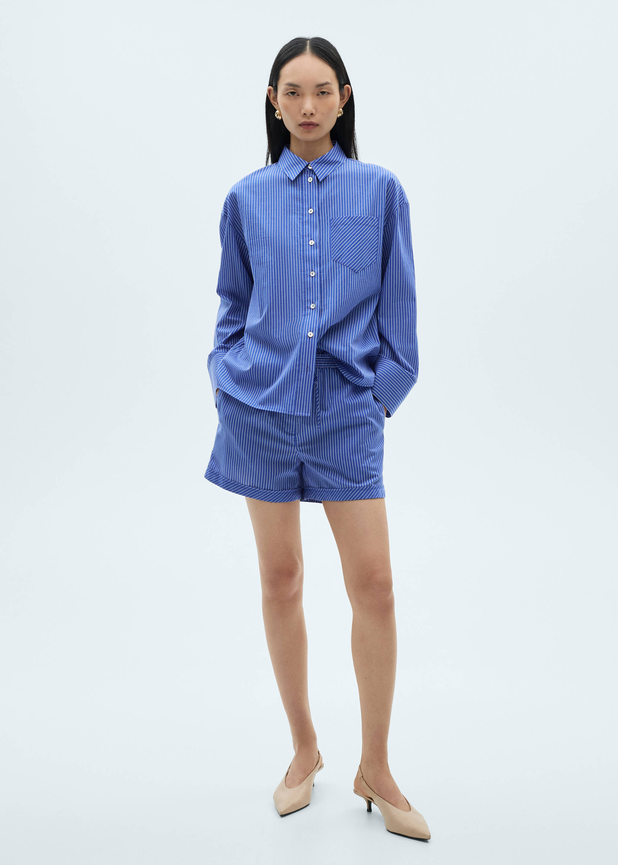 Striped cotton blend shorts - General plane