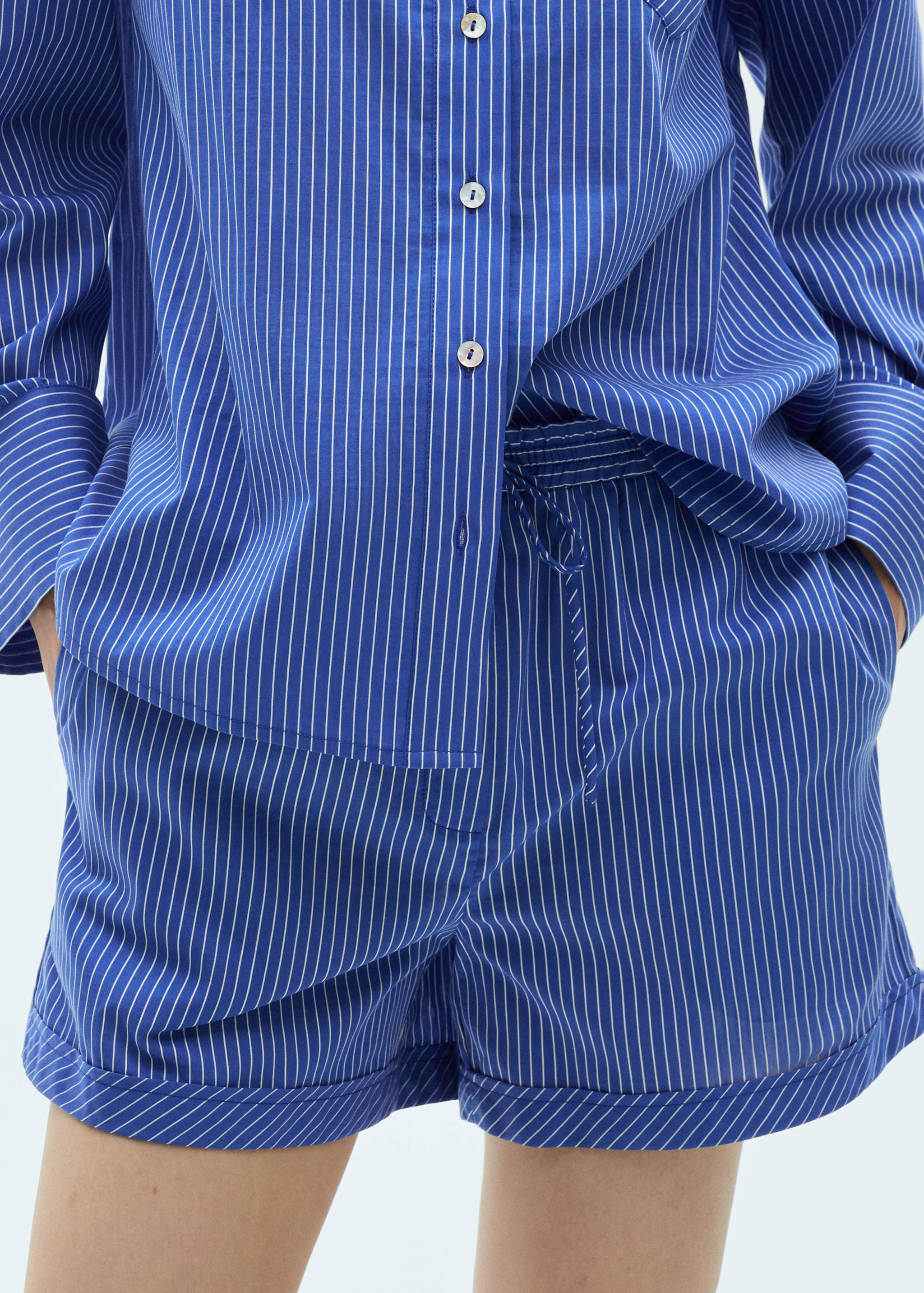 Striped cotton blend shorts - Medium plane