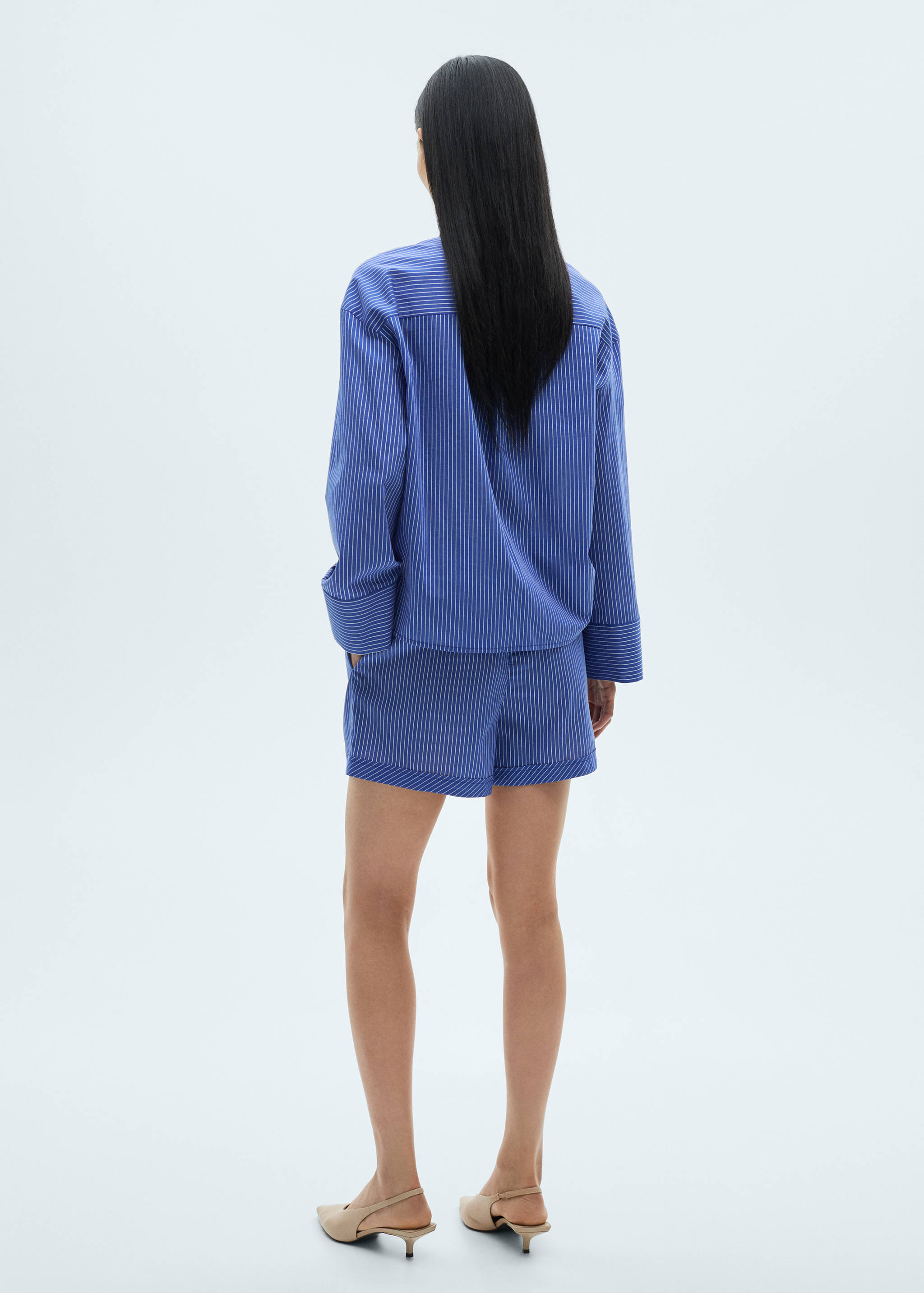 Striped cotton blend shorts - Reverse of the article