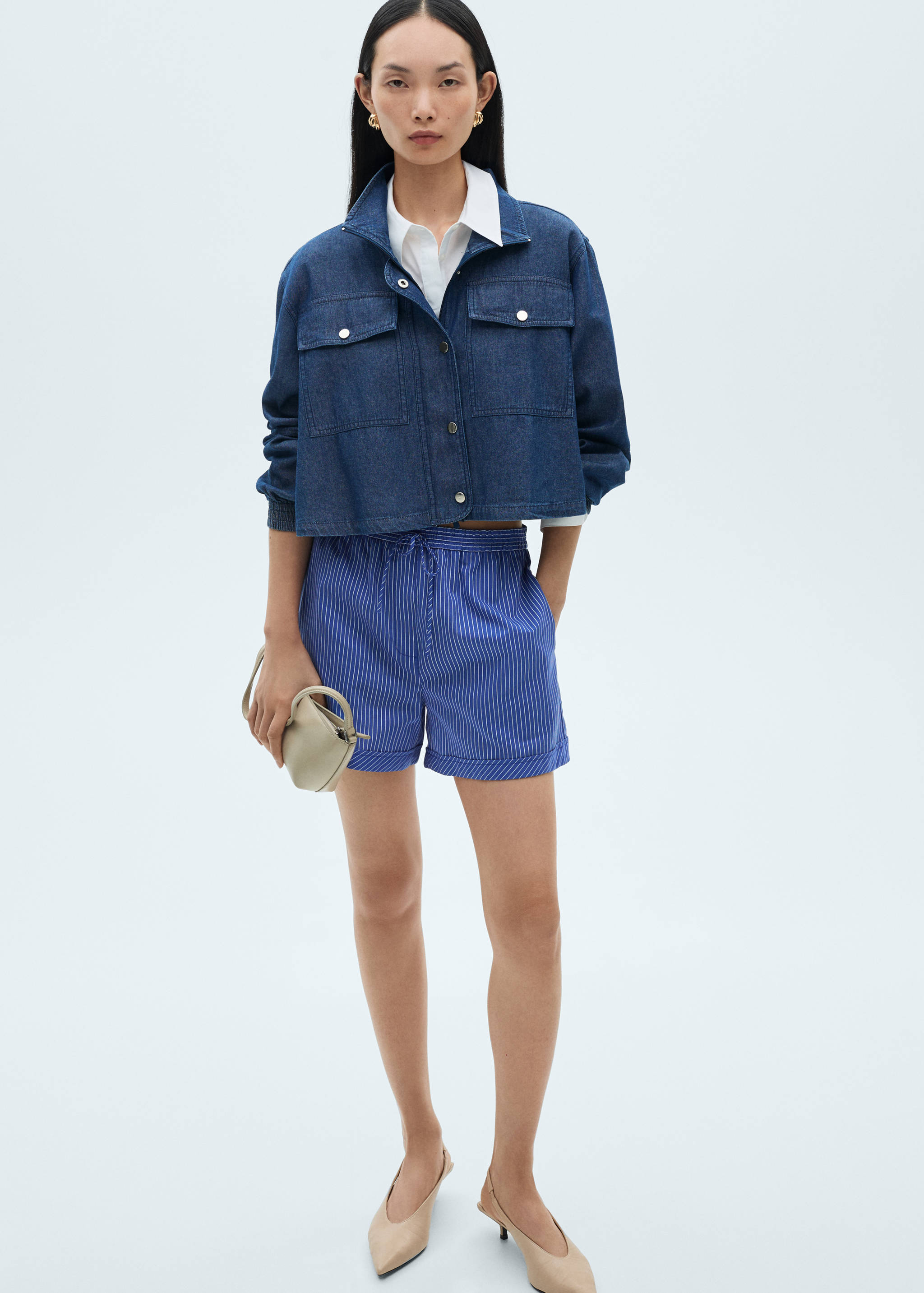 Striped cotton blend shorts - Details of the article 2