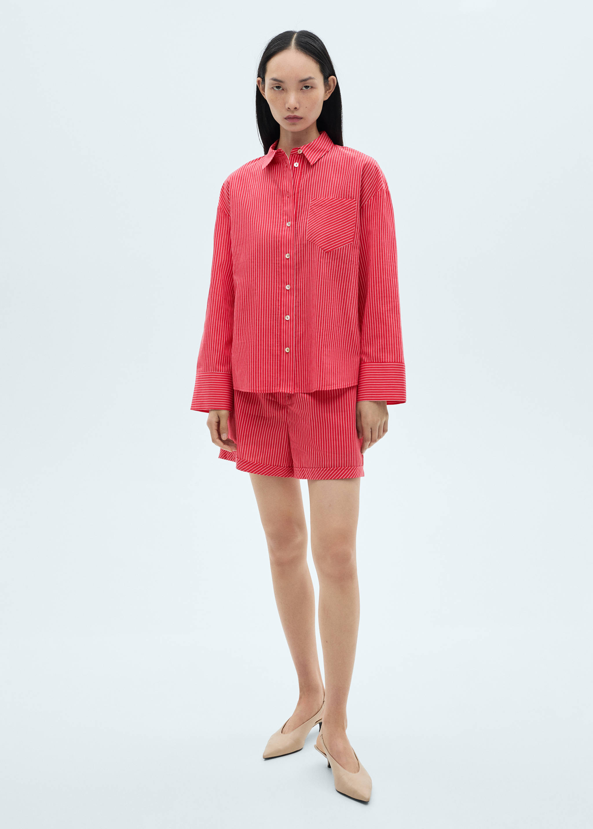 Striped cotton blend shorts - General plane