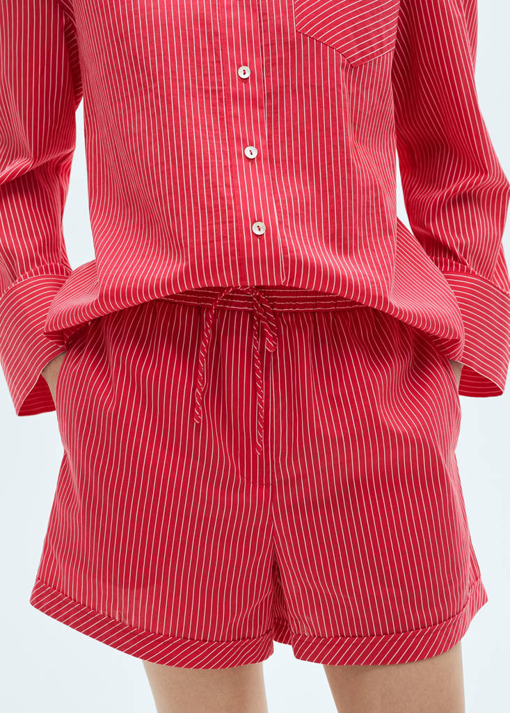 Striped cotton blend shorts
