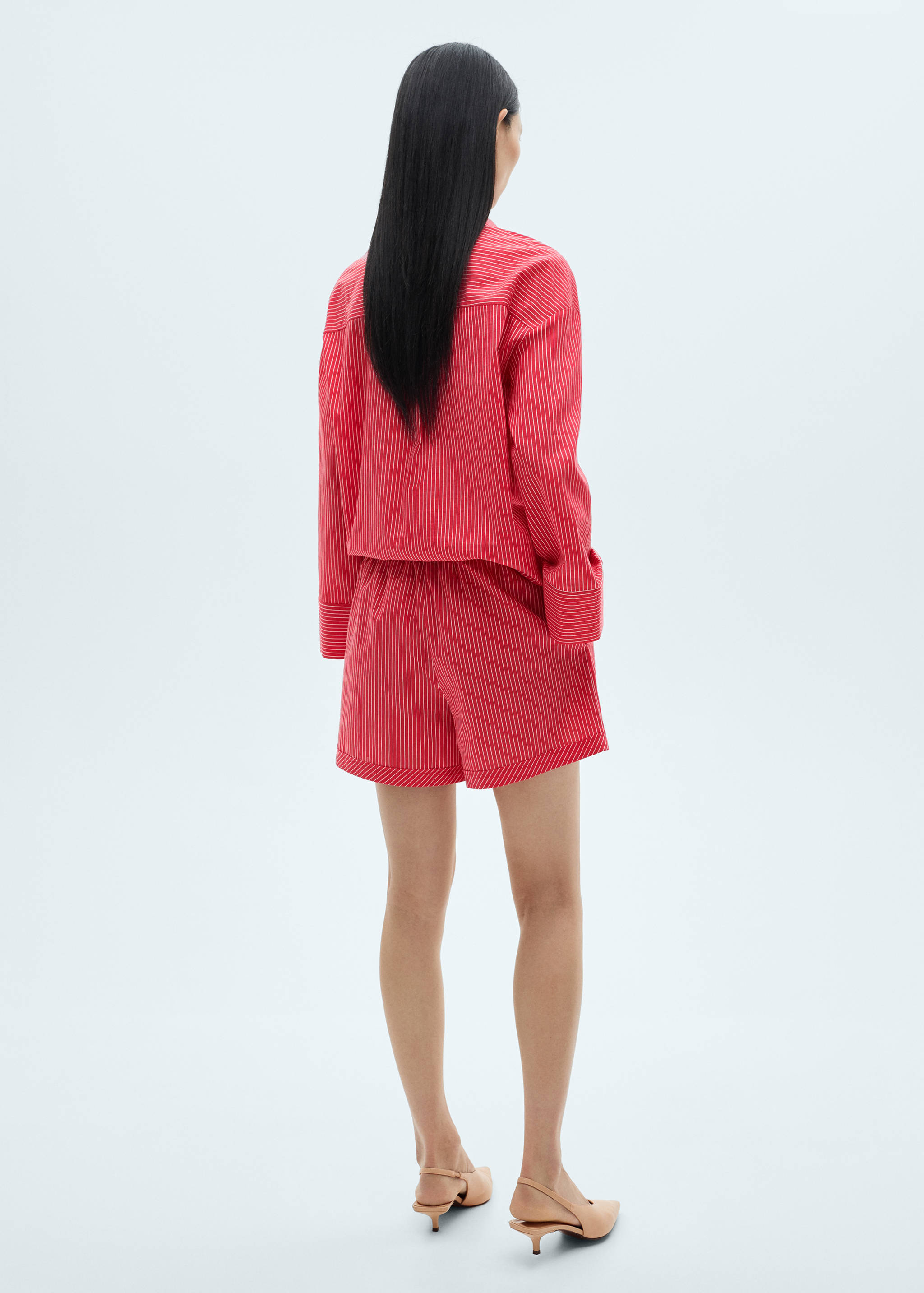 Striped cotton blend shorts - Reverse of the article