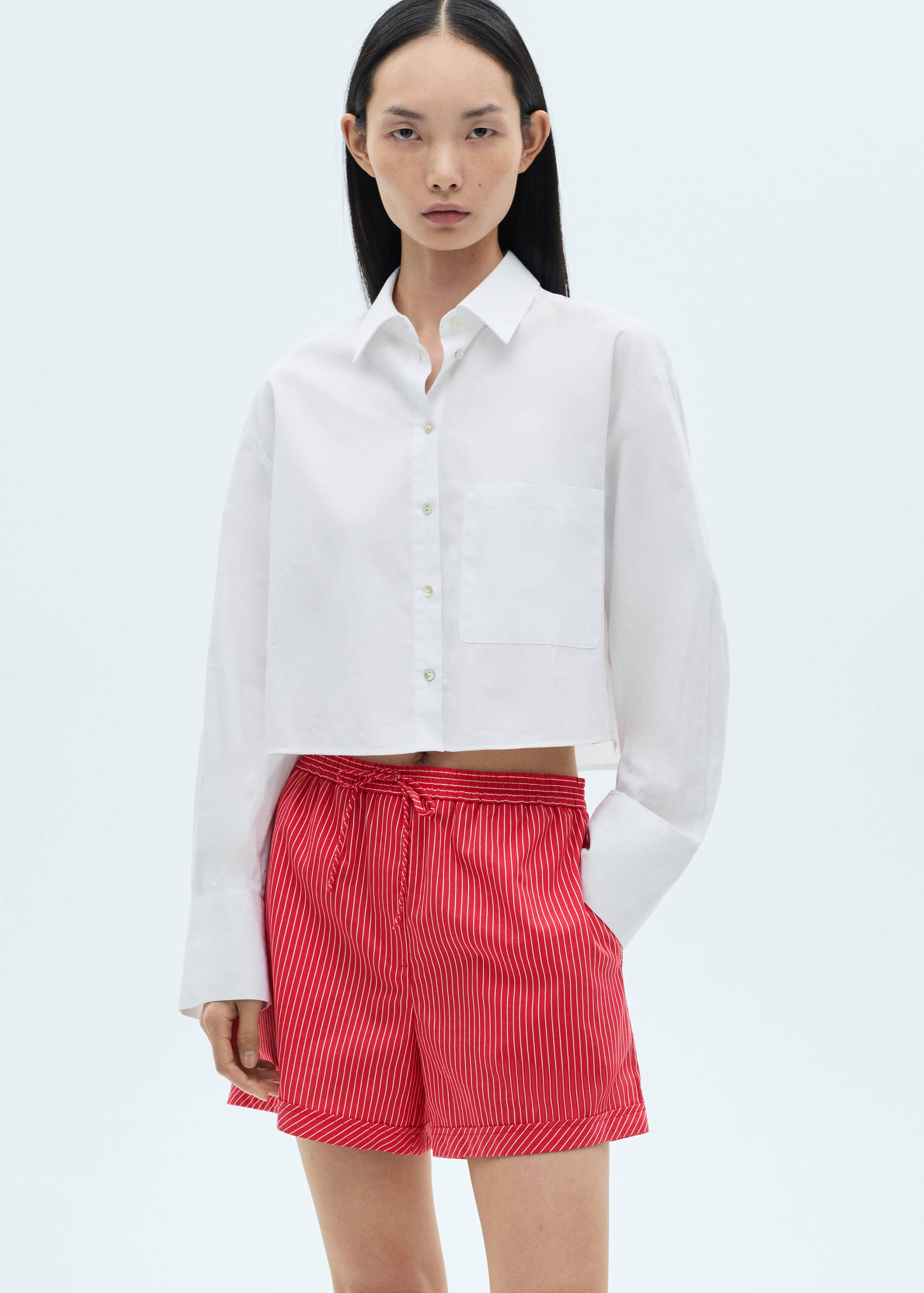 Striped cotton blend shorts - Details of the article 2