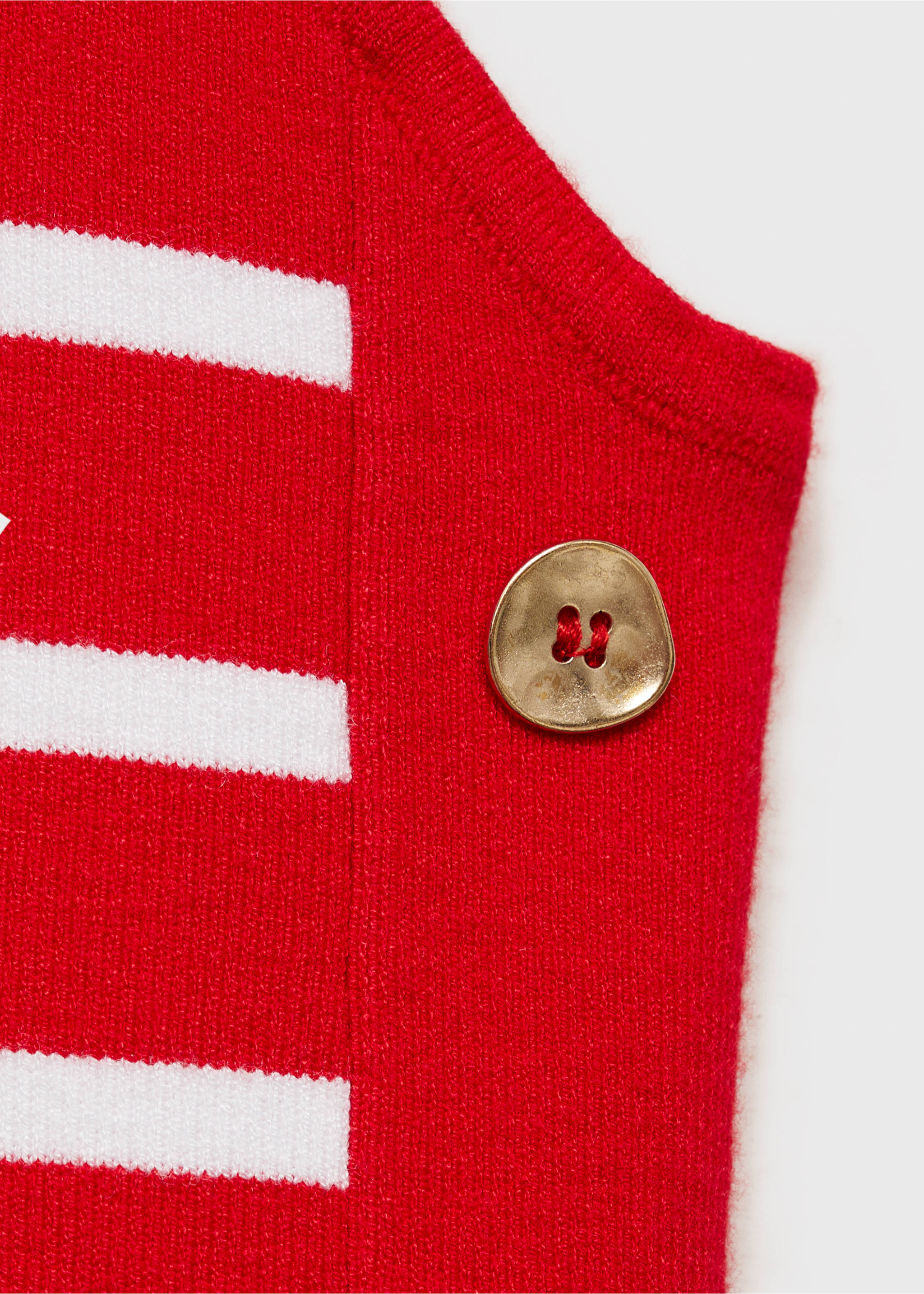 Striped dress with metallic buttons - Details of the article 0, Red. Ref: 87080586-00.