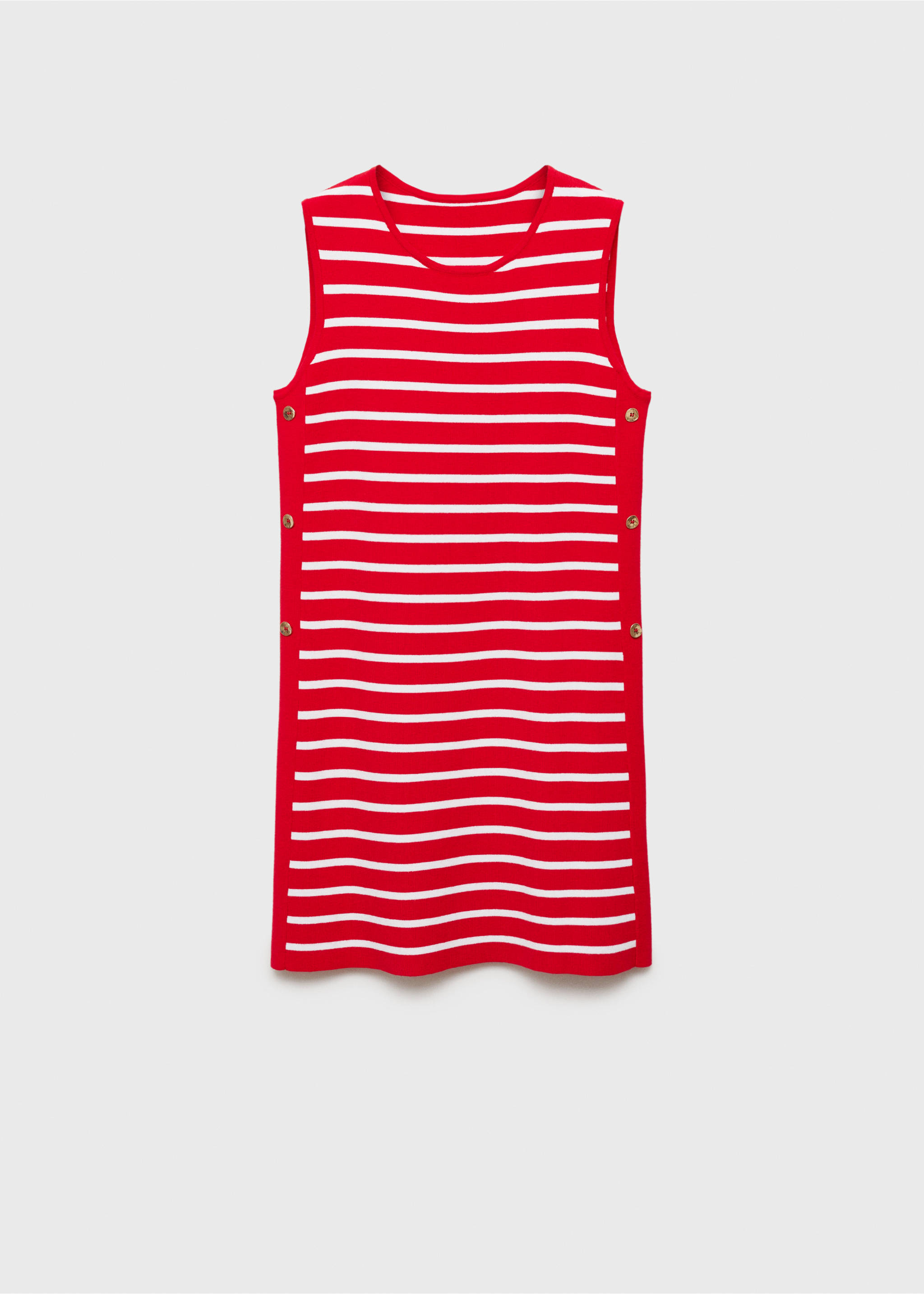 Striped dress with metallic buttons - Article without model, Red. Ref: 87080586-00.