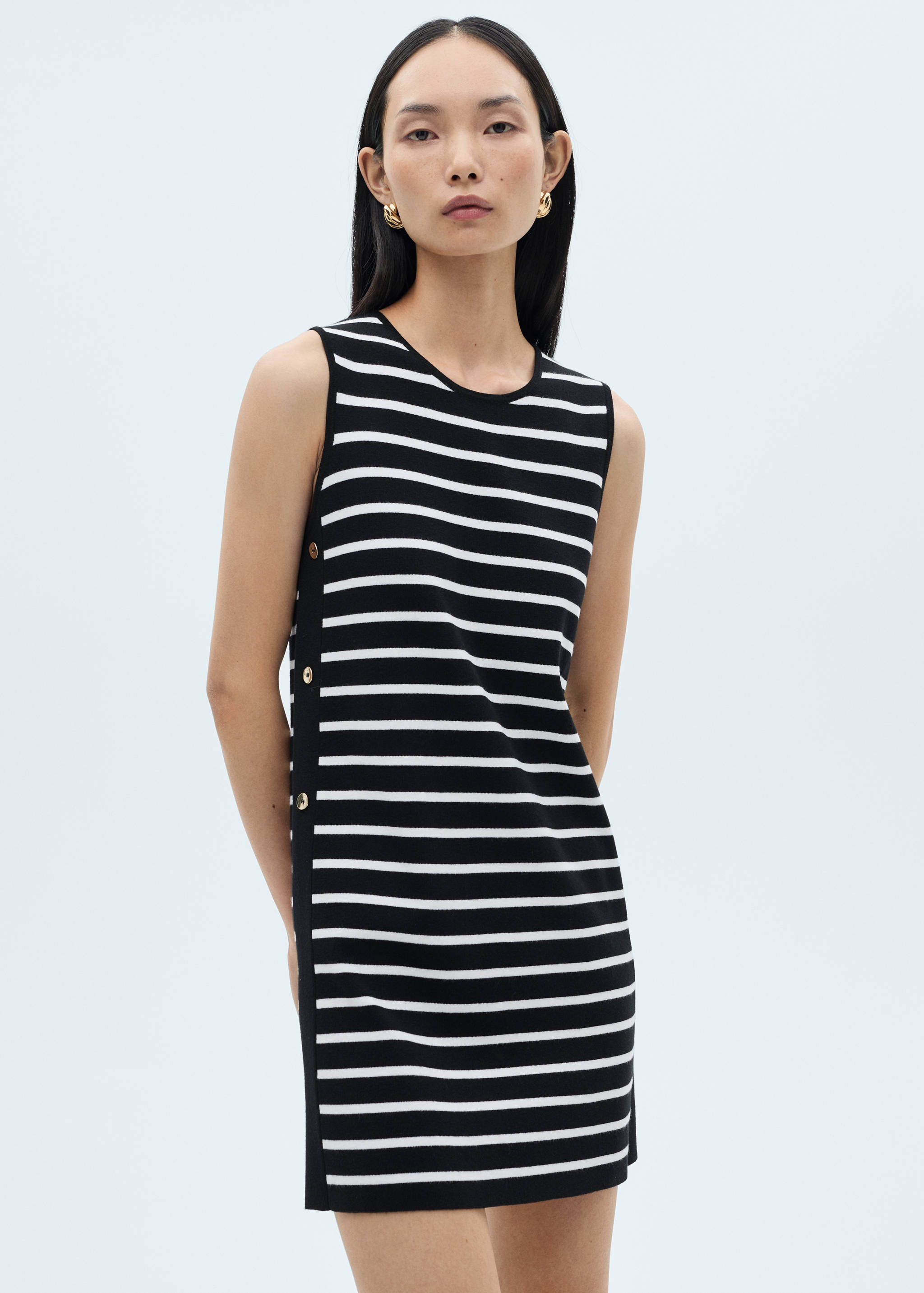 Striped dress with metallic buttons - Medium plane