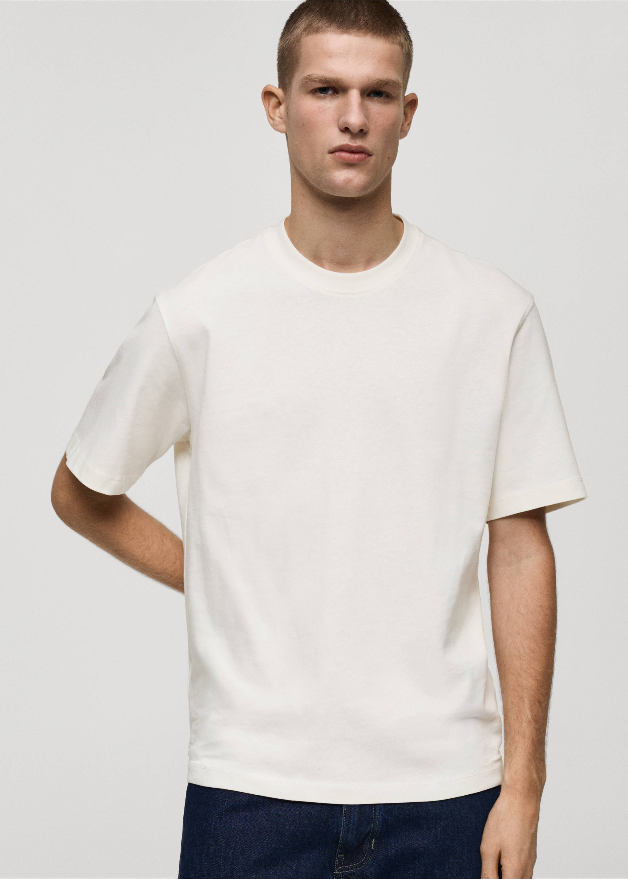 Heavy weight relaxed fit T-shirt - Medium plane, Off White. Ref: 87080597-00.