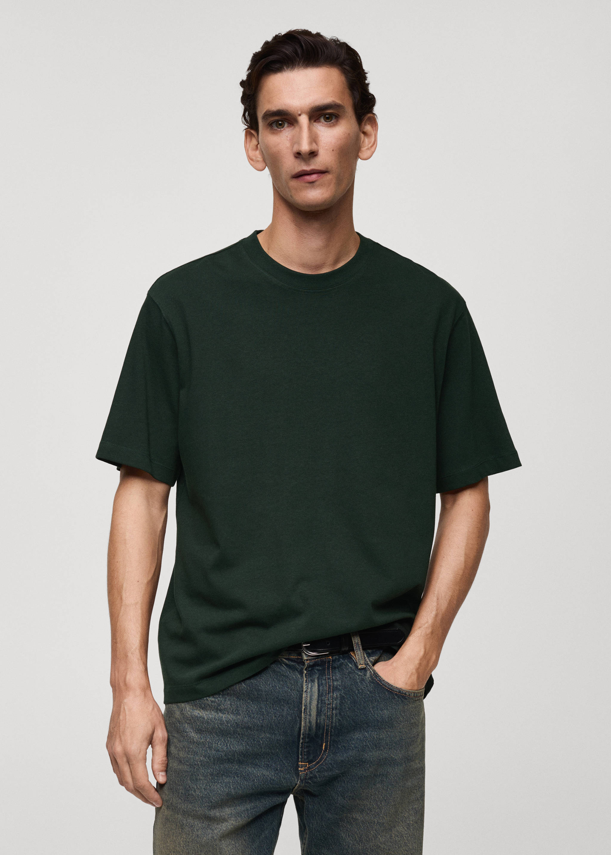 تي شيرت ثقيل الوزن بقصة فضفاضة - رؤية وسط