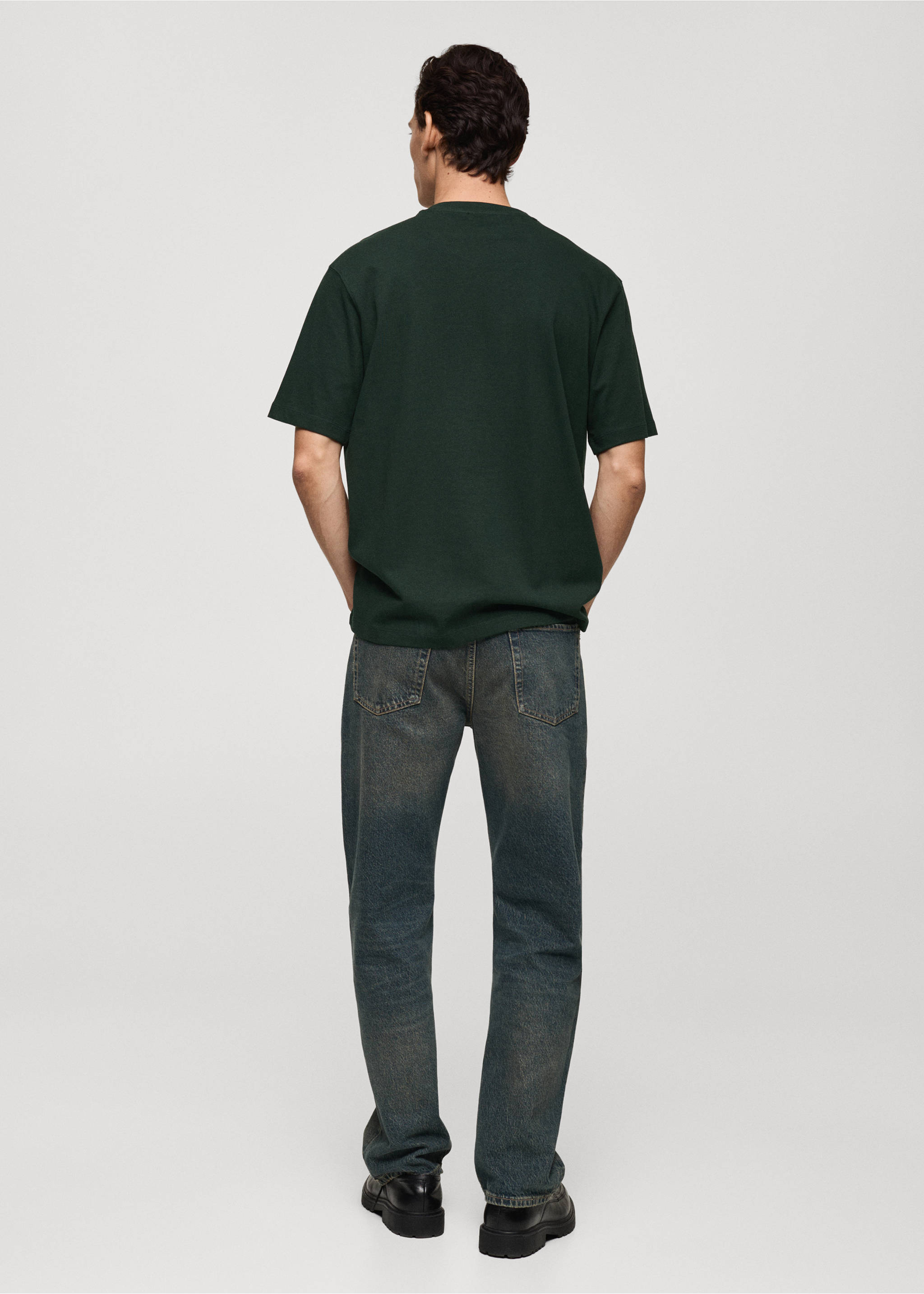 Heavy weight relaxed-fit T-shirt - Achterkant van het artikel, Groen. Ref: 87080597-00.