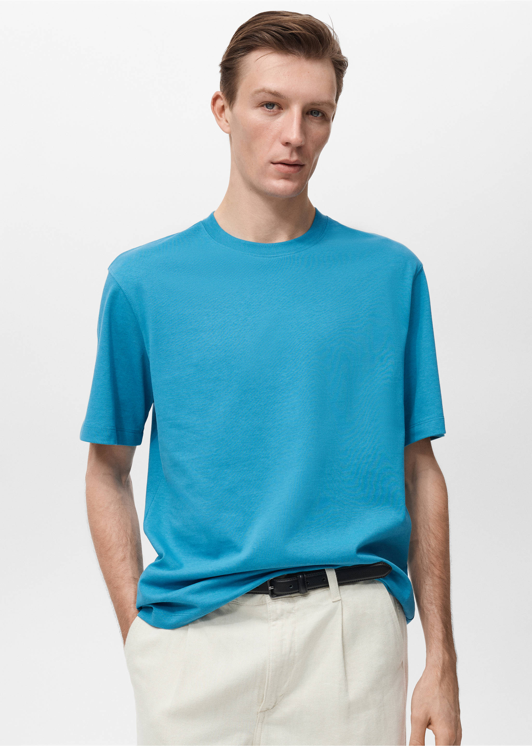 Heavy weight relaxed-fit T-shirt - Middenvlak, Turkoois. Ref: 87080597-00.