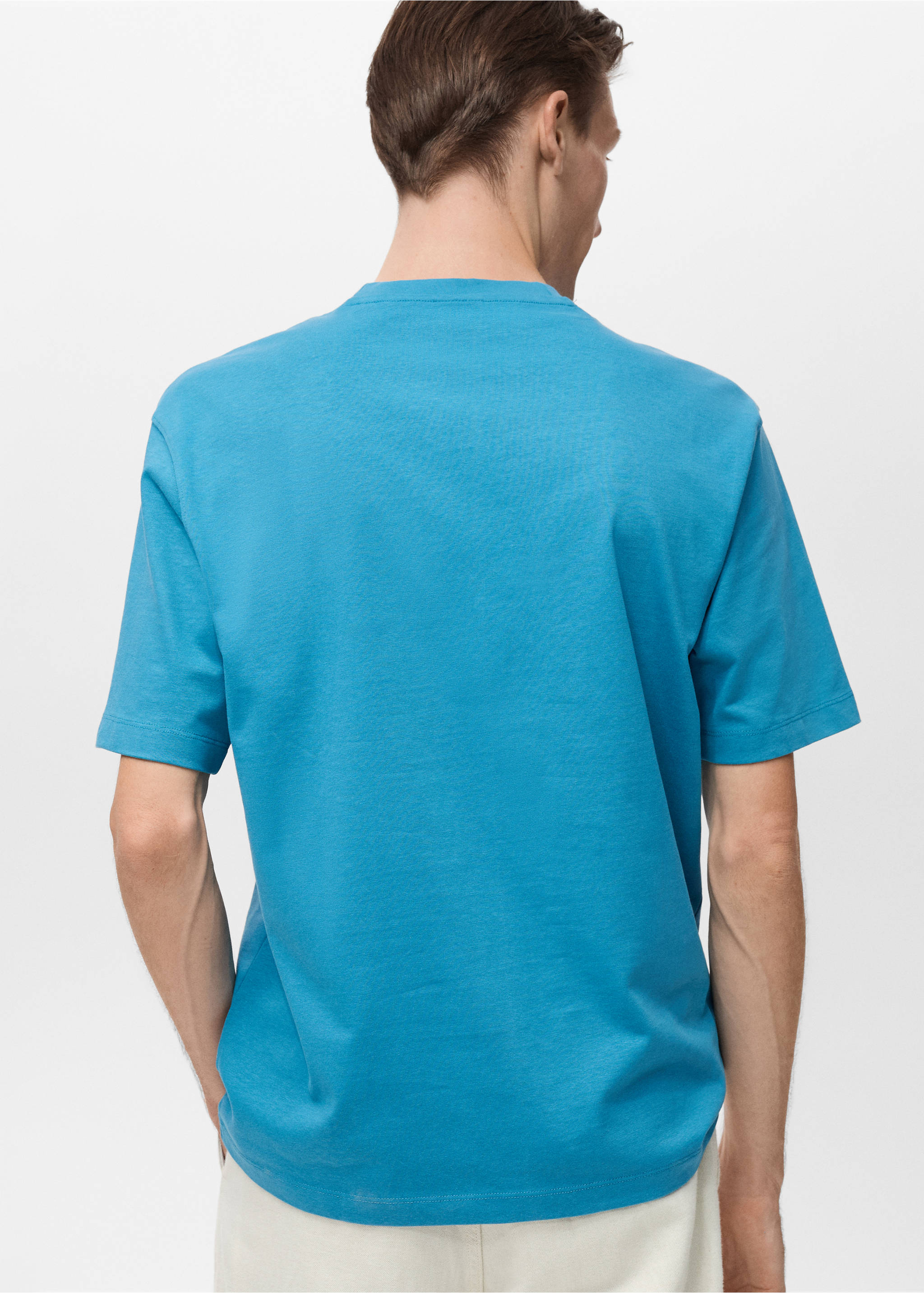 Heavy weight relaxed-fit T-shirt - Achterkant van het artikel, Turkoois. Ref: 87080597-00.