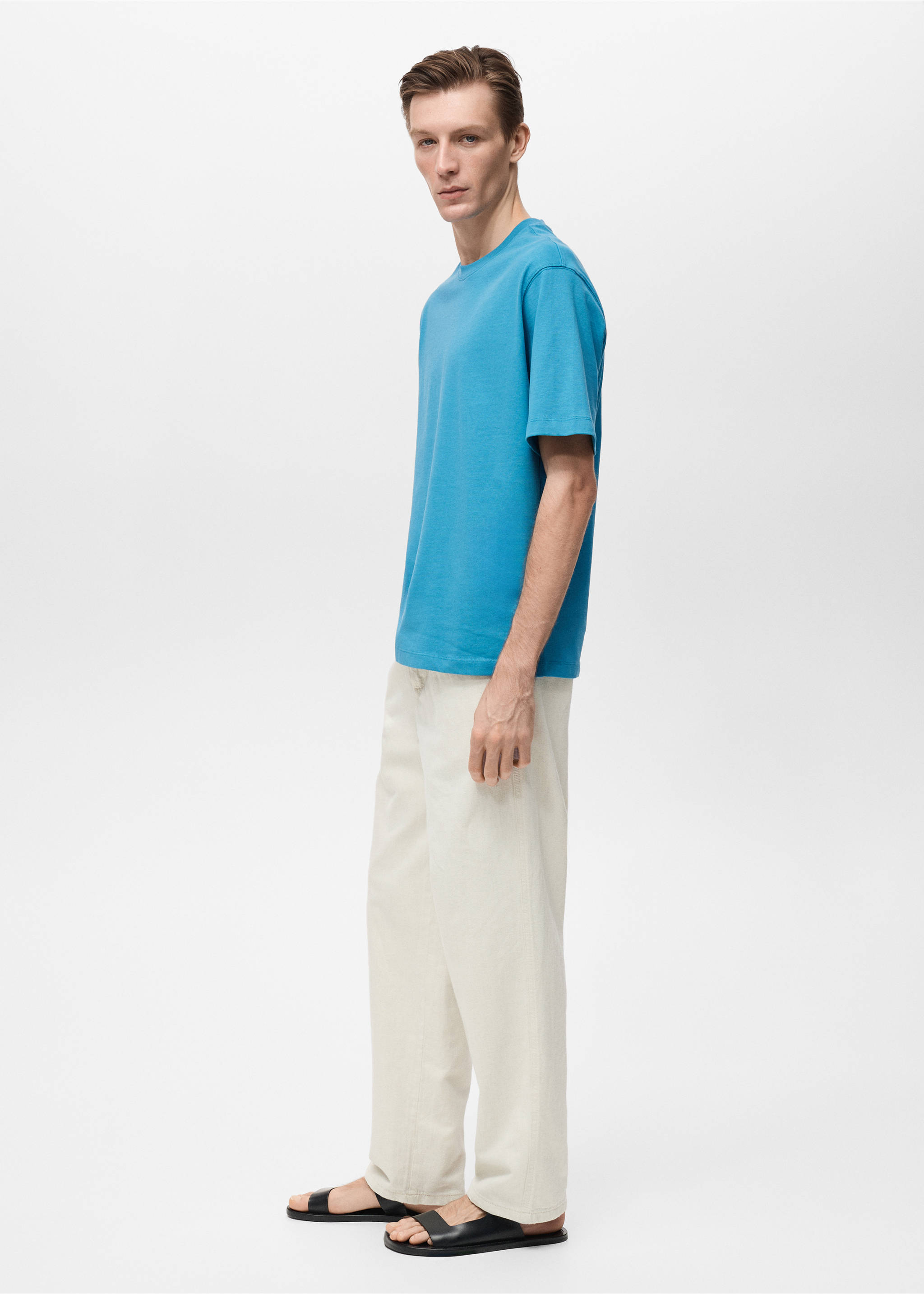 Heavy weight relaxed-fit T-shirt - Detail van het artikel 2, Turkoois. Ref: 87080597-00.