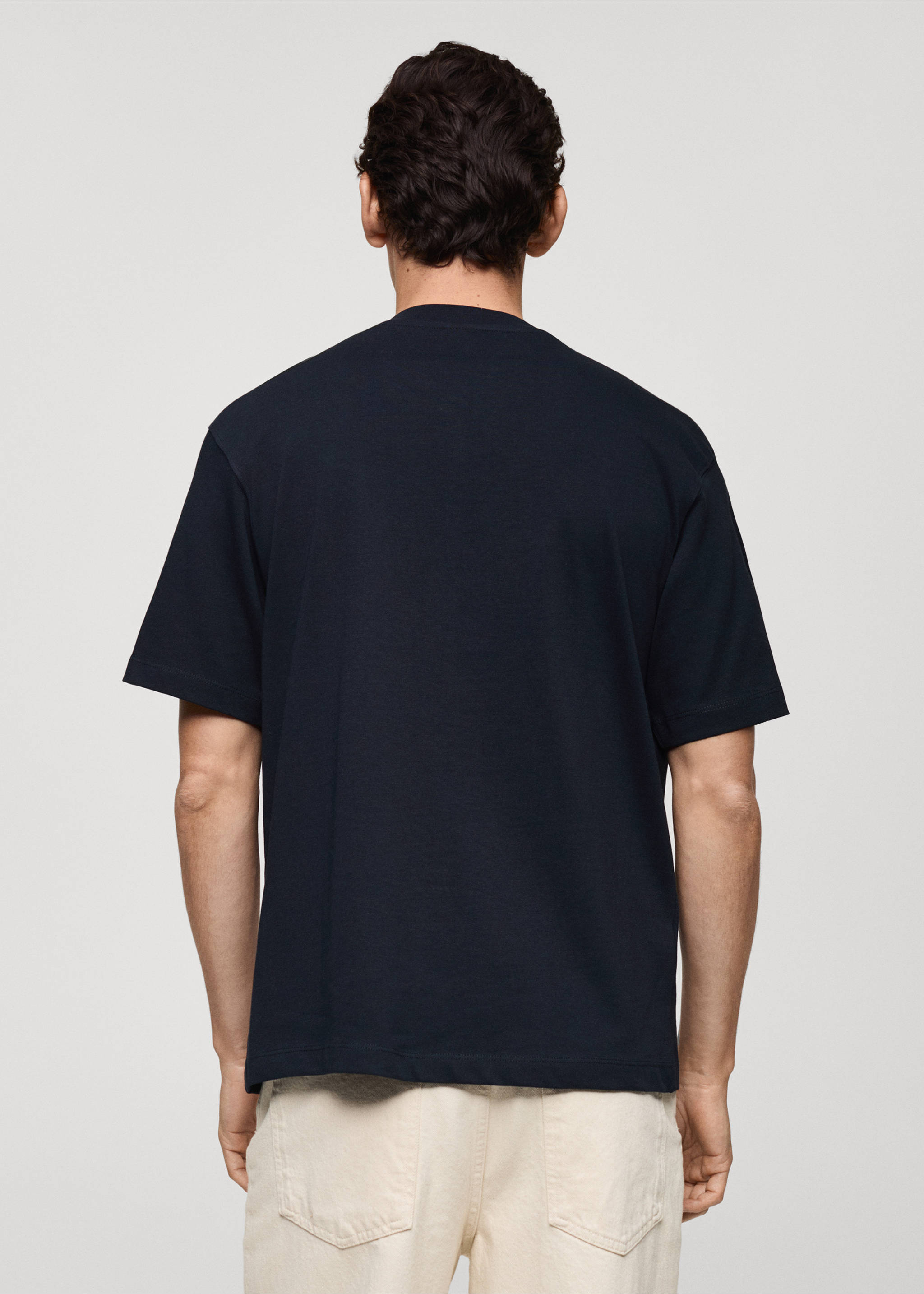 Heavy weight relaxed-fit T-shirt - Achterkant van het artikel, Donkermarine. Ref: 87080597-00.