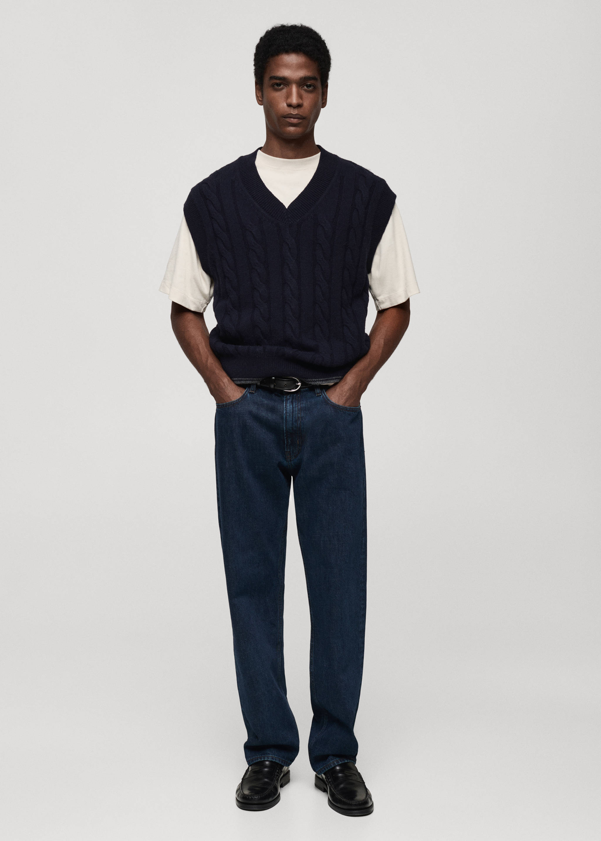 Gilet torsadé laine mélangée - Plan général