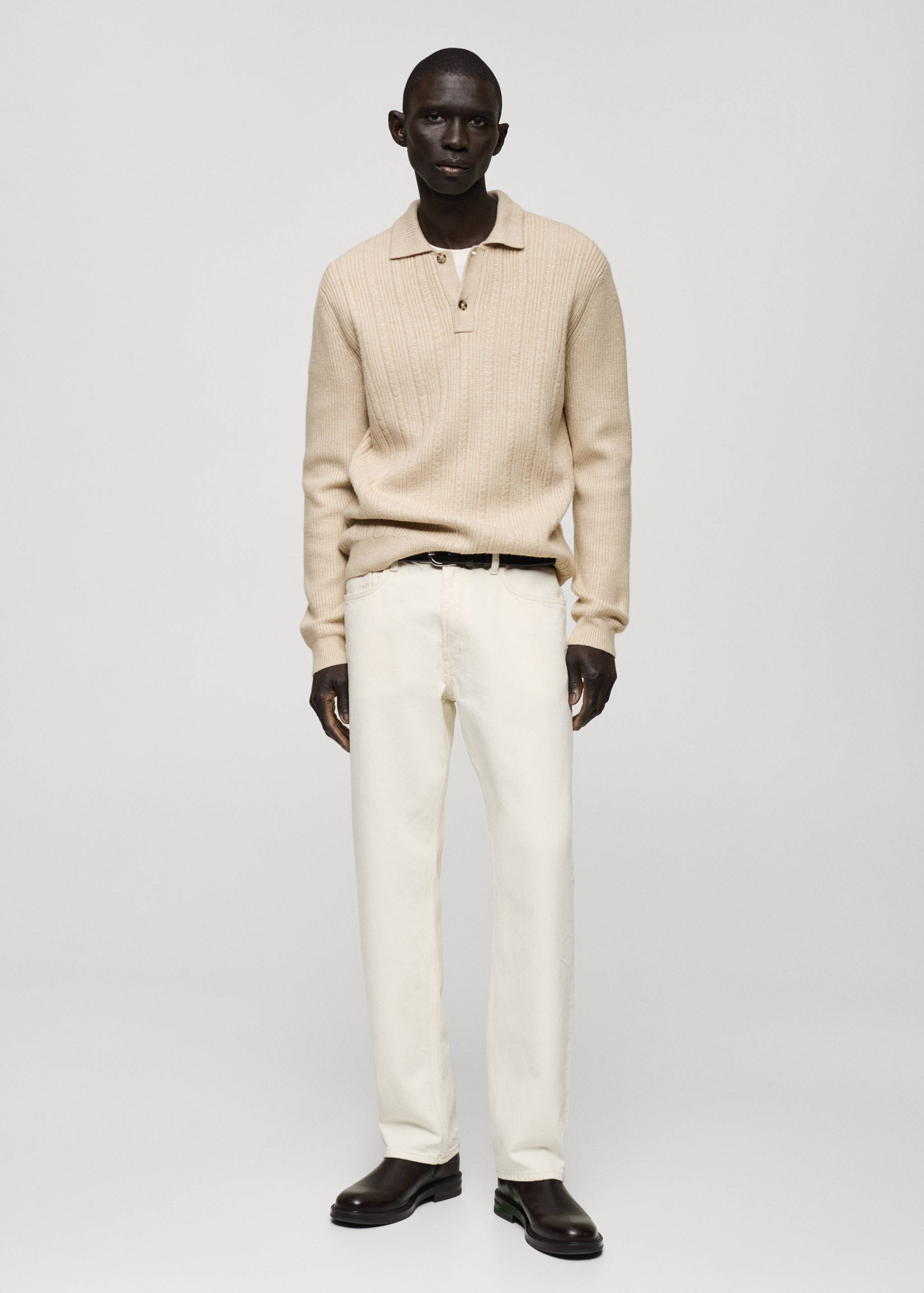 Pull-over polo maille structure - Plan général