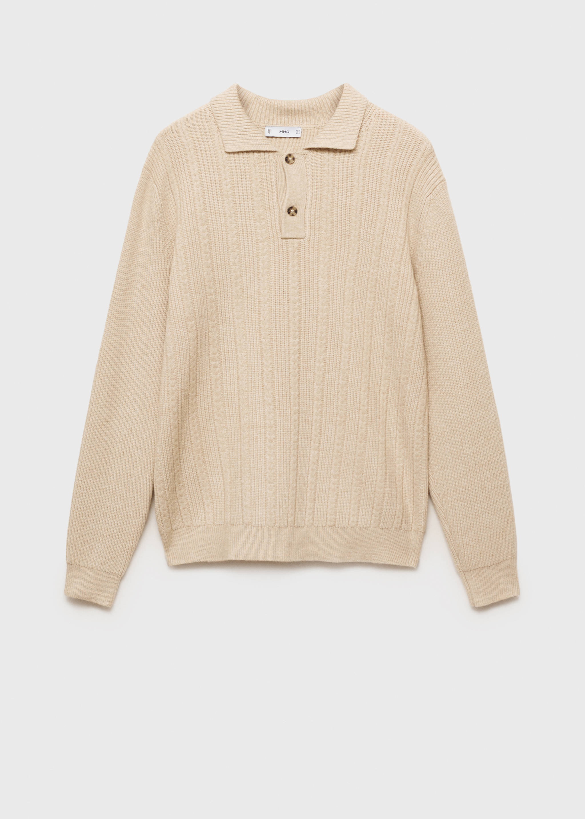 Knitted structured polo sweater - Article without model