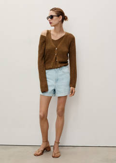 High-waisted mom-fit denim shorts — Light Blue 2