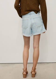 High-waisted mom-fit denim shorts — Light Blue 3
