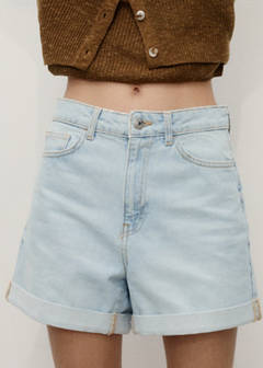 High-waisted mom-fit denim shorts — Light Blue 4