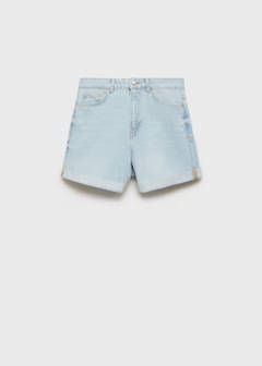 High-waisted mom-fit denim shorts — Light Blue 7