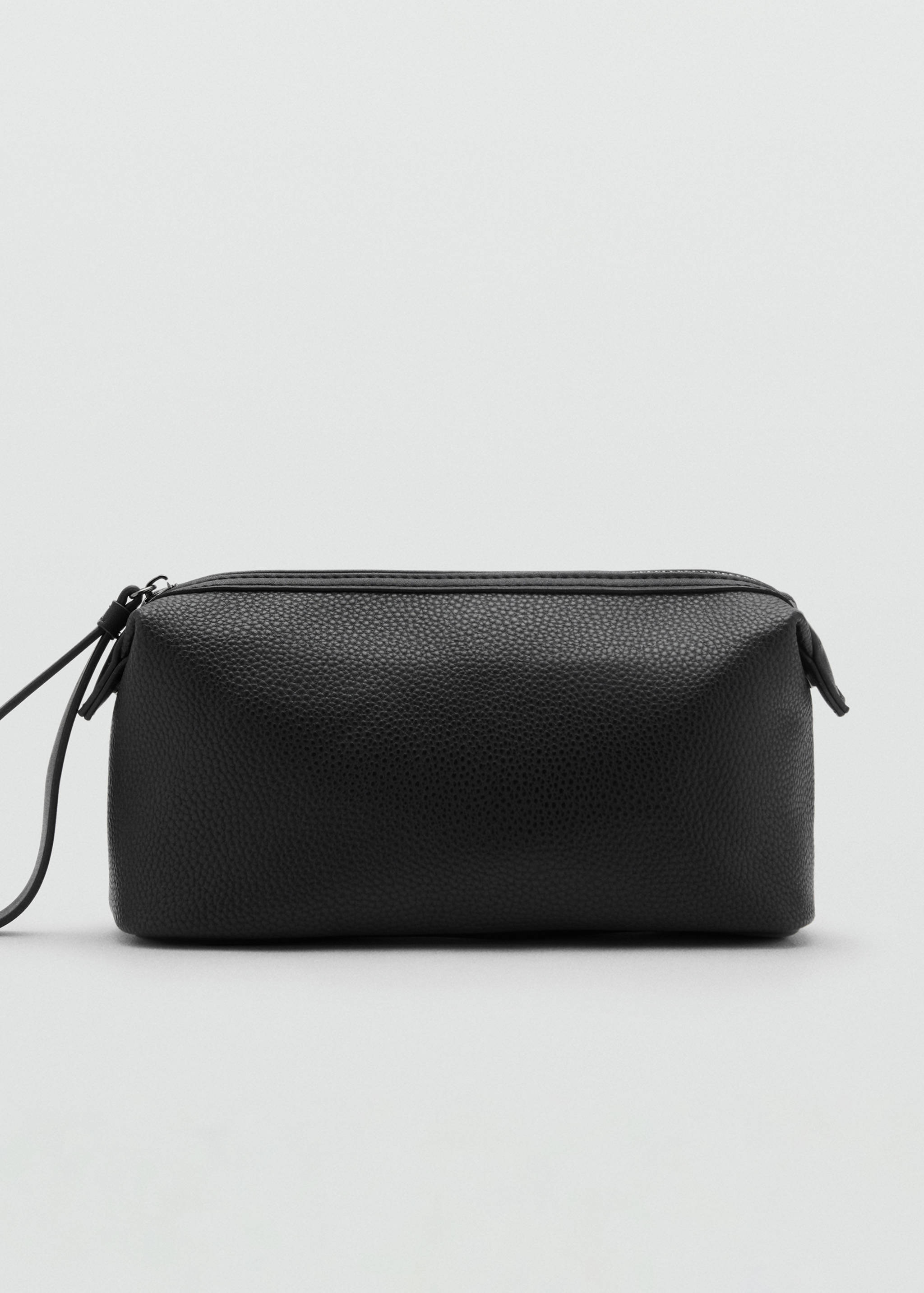 Contrast-strap pebbled cosmetic bag - null