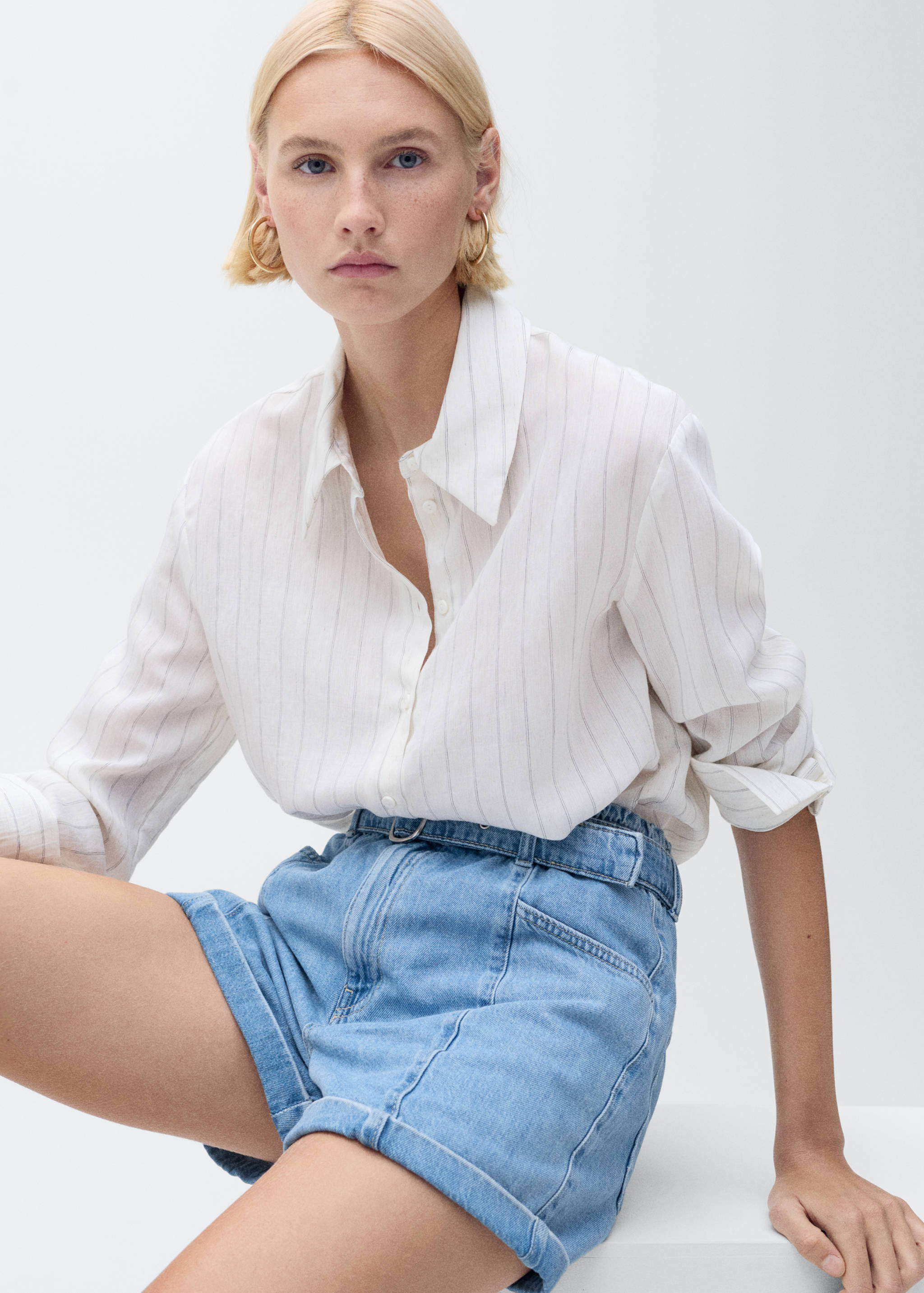 Shorts texans paperbag cinturó - Detall de l'article 2