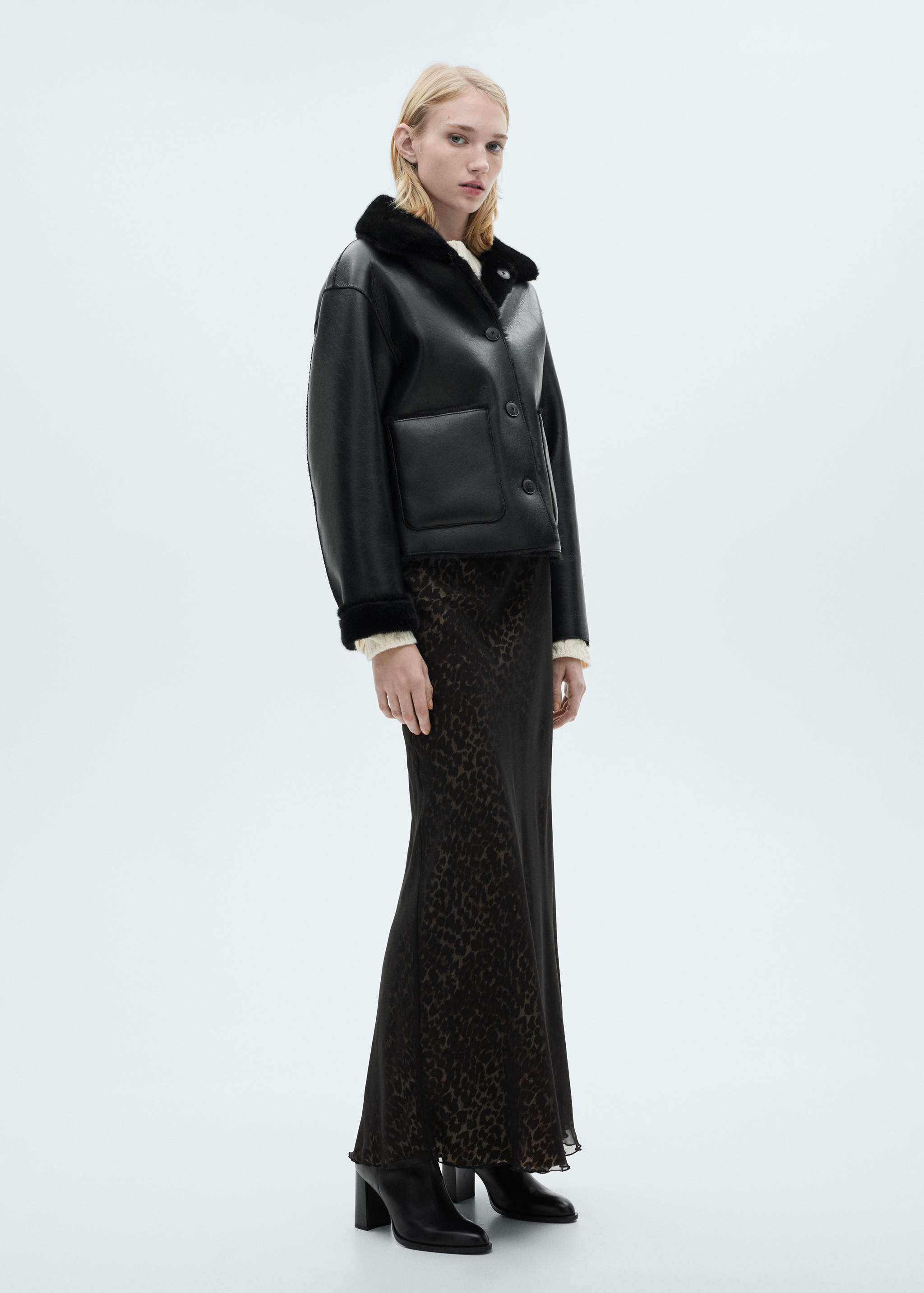 Falda evasé leopardo - Plano general