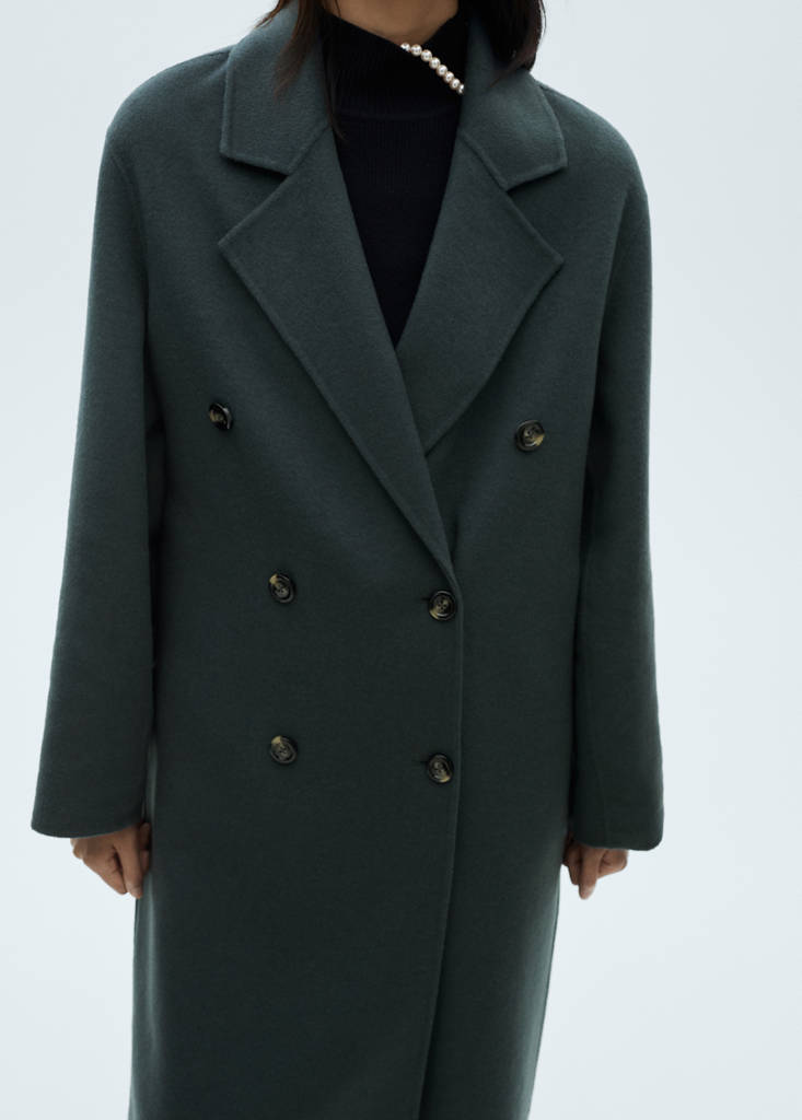 Handmade oversized wool coat — Petrol Blue