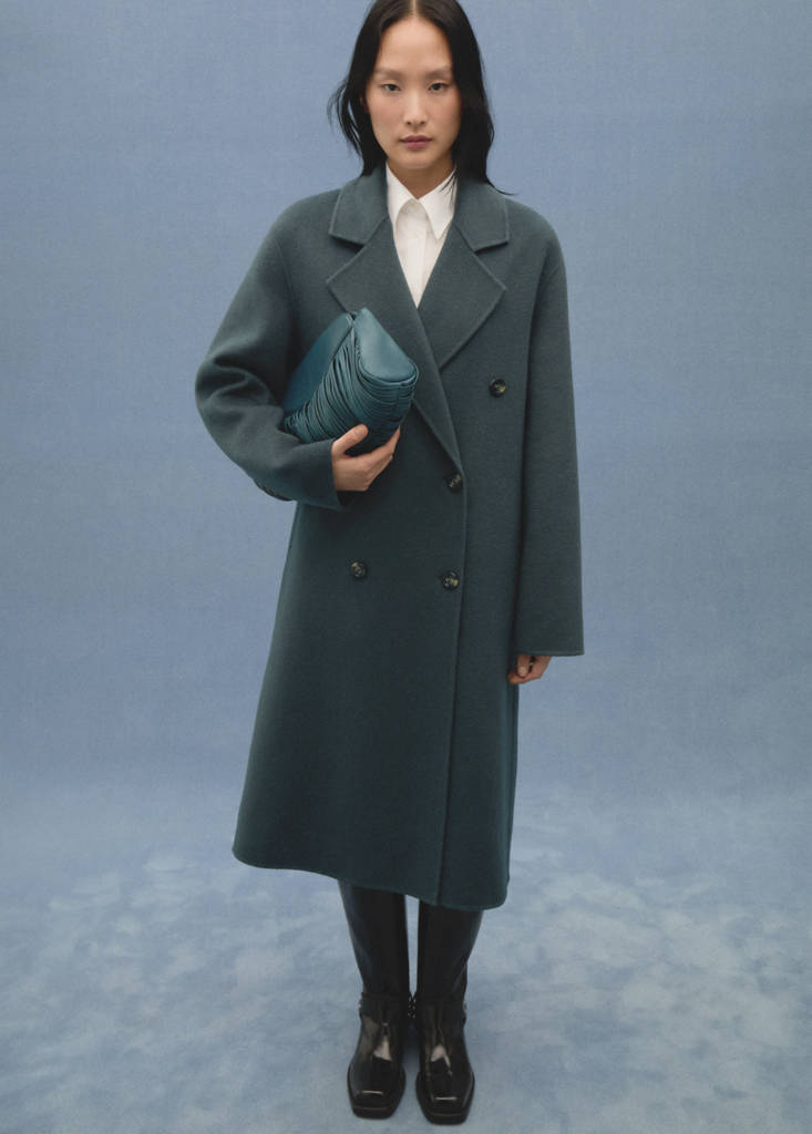Handmade oversized wool coat — Petrol Blue
