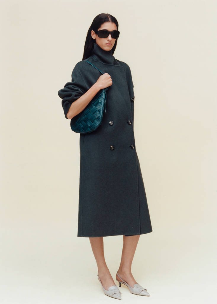 Handmade oversized wool coat — Petrol Blue