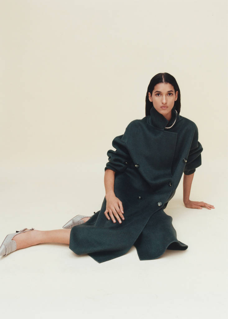 Handmade oversized wool coat — Petrol Blue