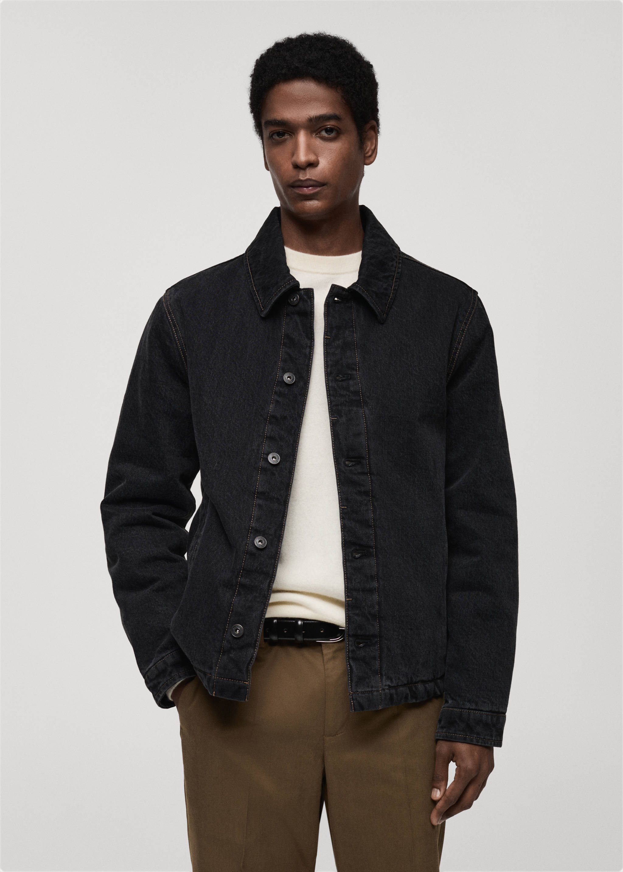 Blouson en jean délavé foncé - Plan moyen