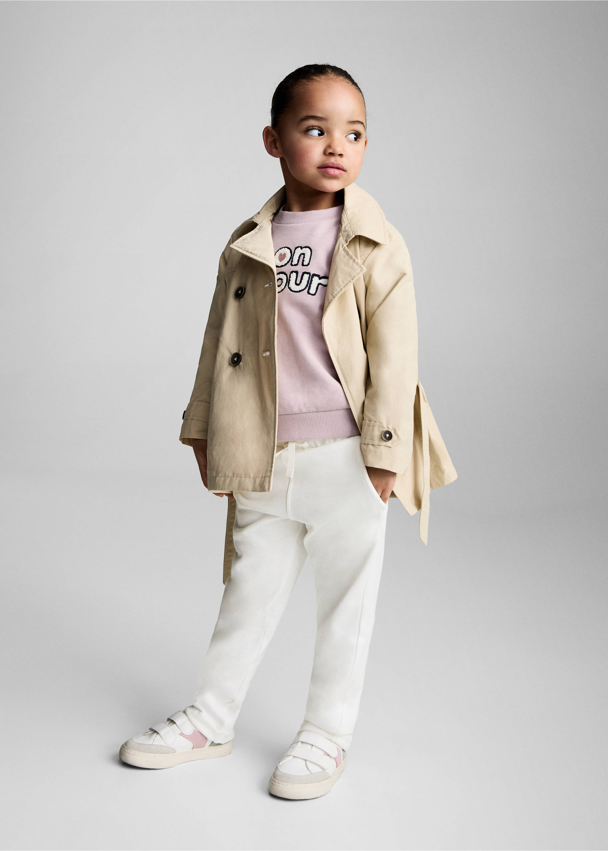 Pantalón algodón cintura elástica - Plano general, Blanco roto. Ref: 87080620-00.