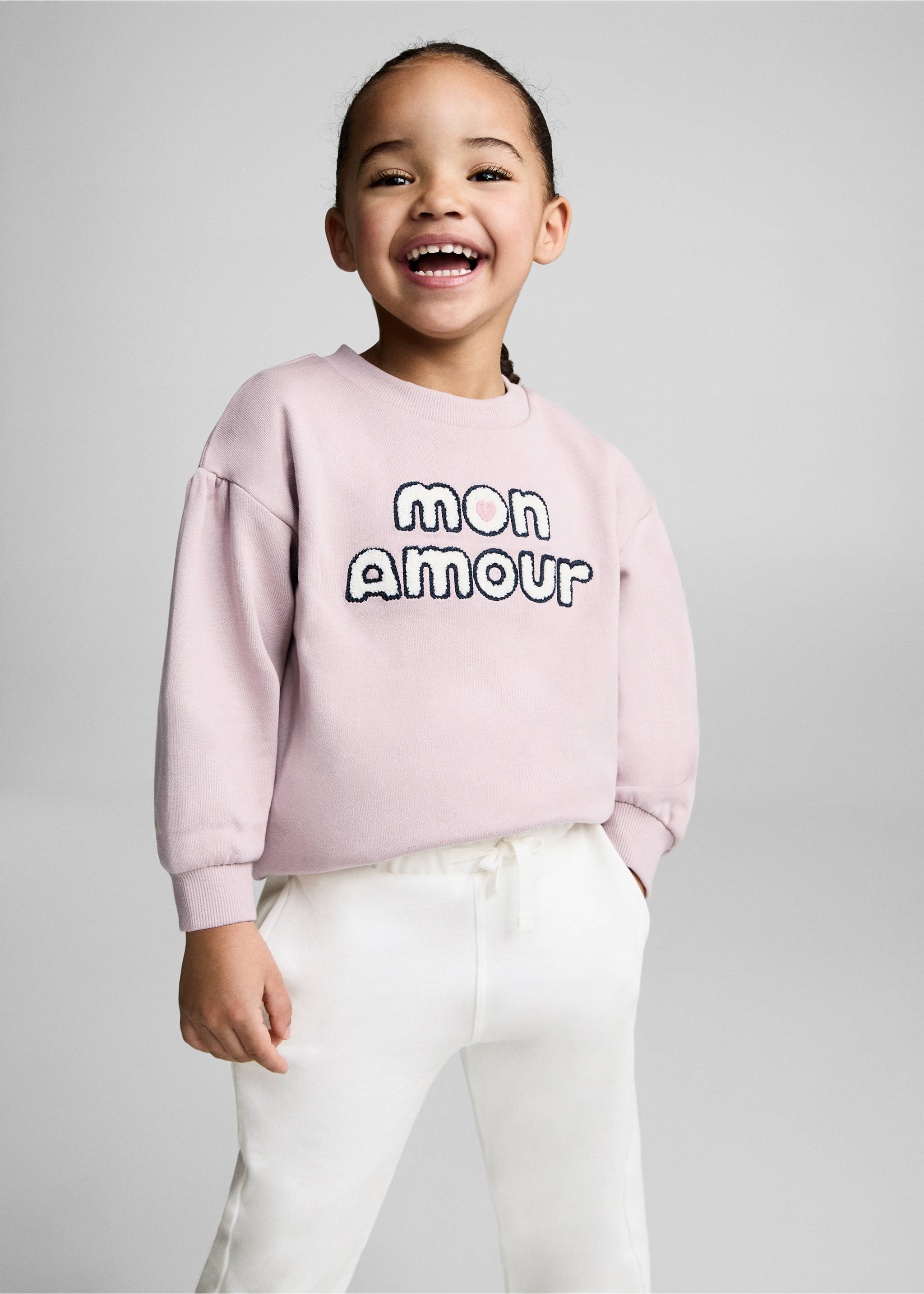 Pantalón algodón cintura elástica - Plano medio, Blanco roto. Ref: 87080620-00.