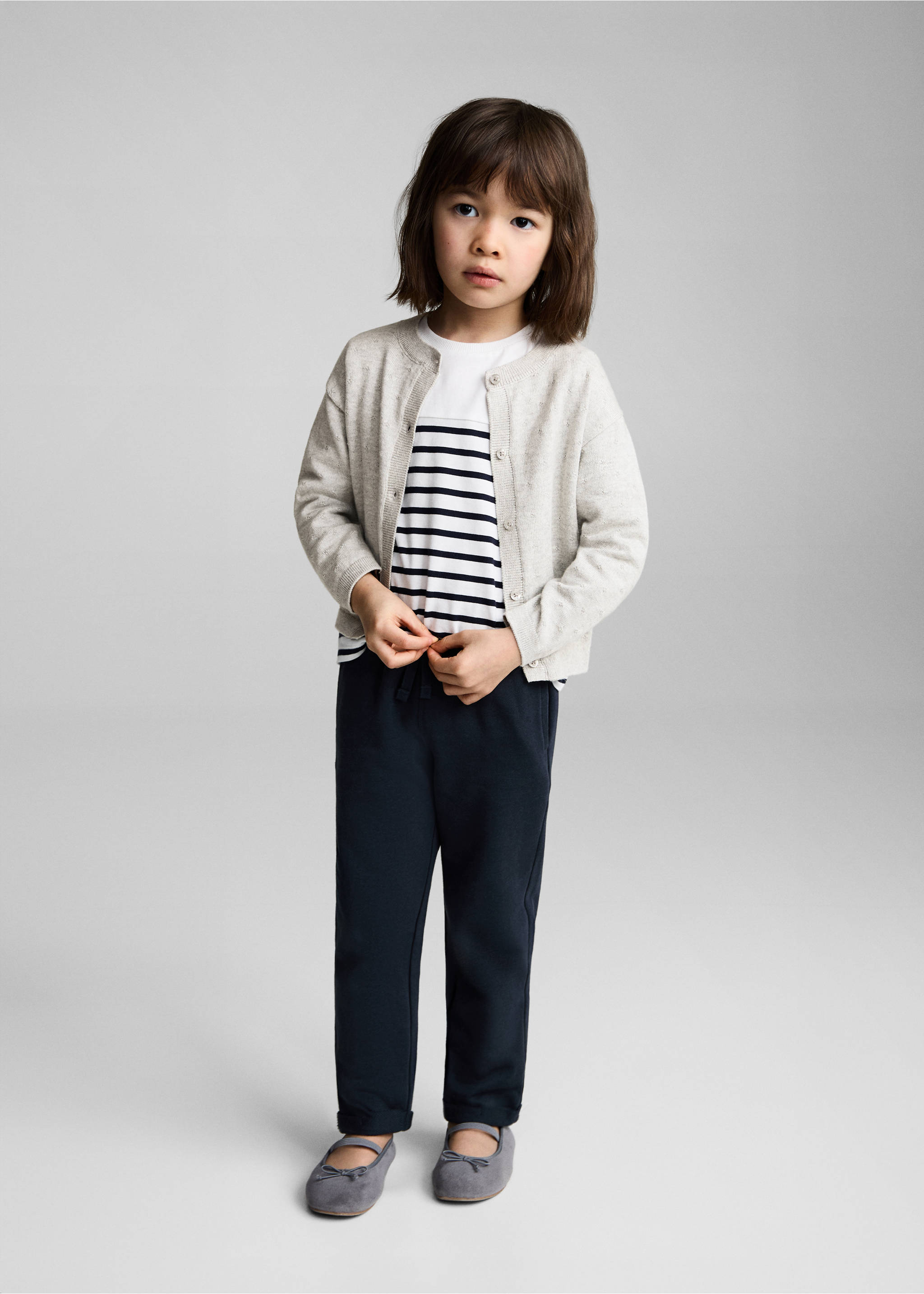 Pantalón algodón cintura elástica - Plano general, Azul marino oscuro. Ref: 87080620-00.