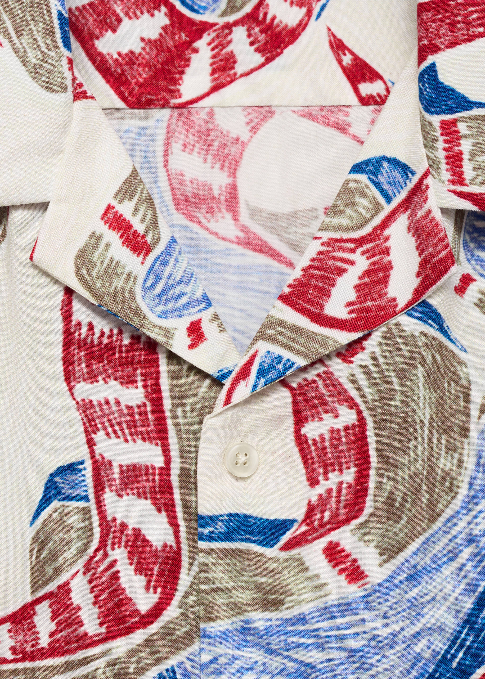 Regular-fit printed shirt - Details of the article 8, Red. Ref: 87080621-00.