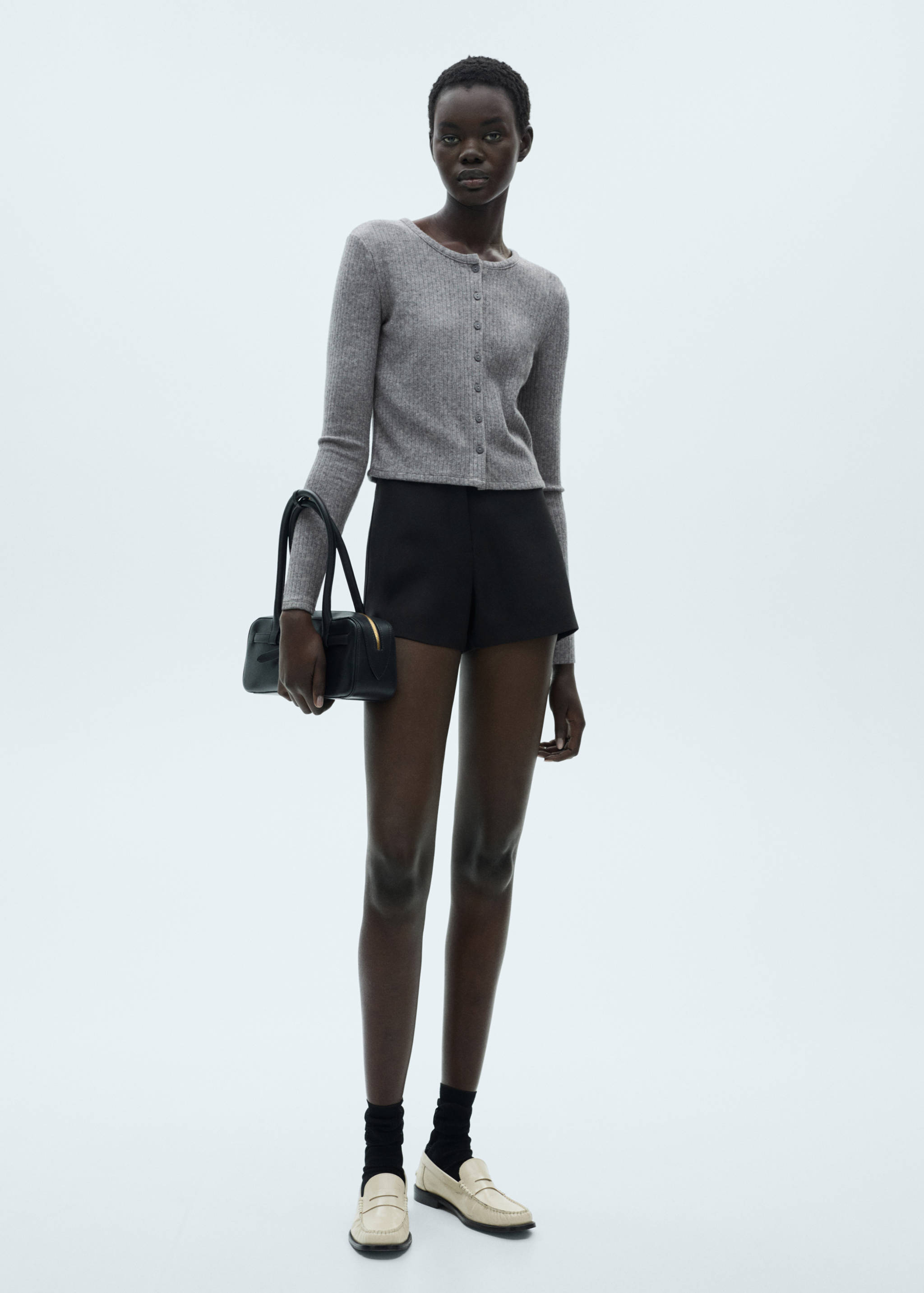 Buttoned ribbed cardigan - General plane