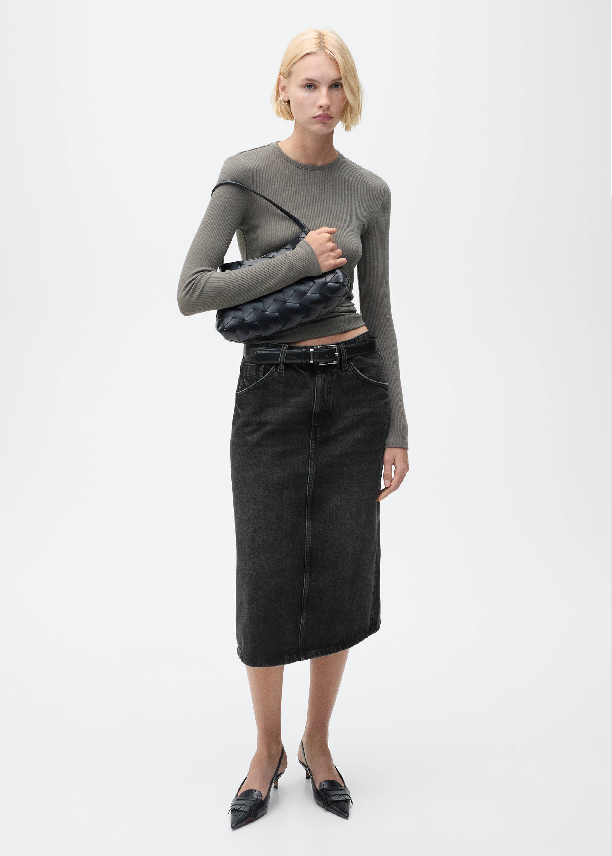 Midi denim skirt - General plane