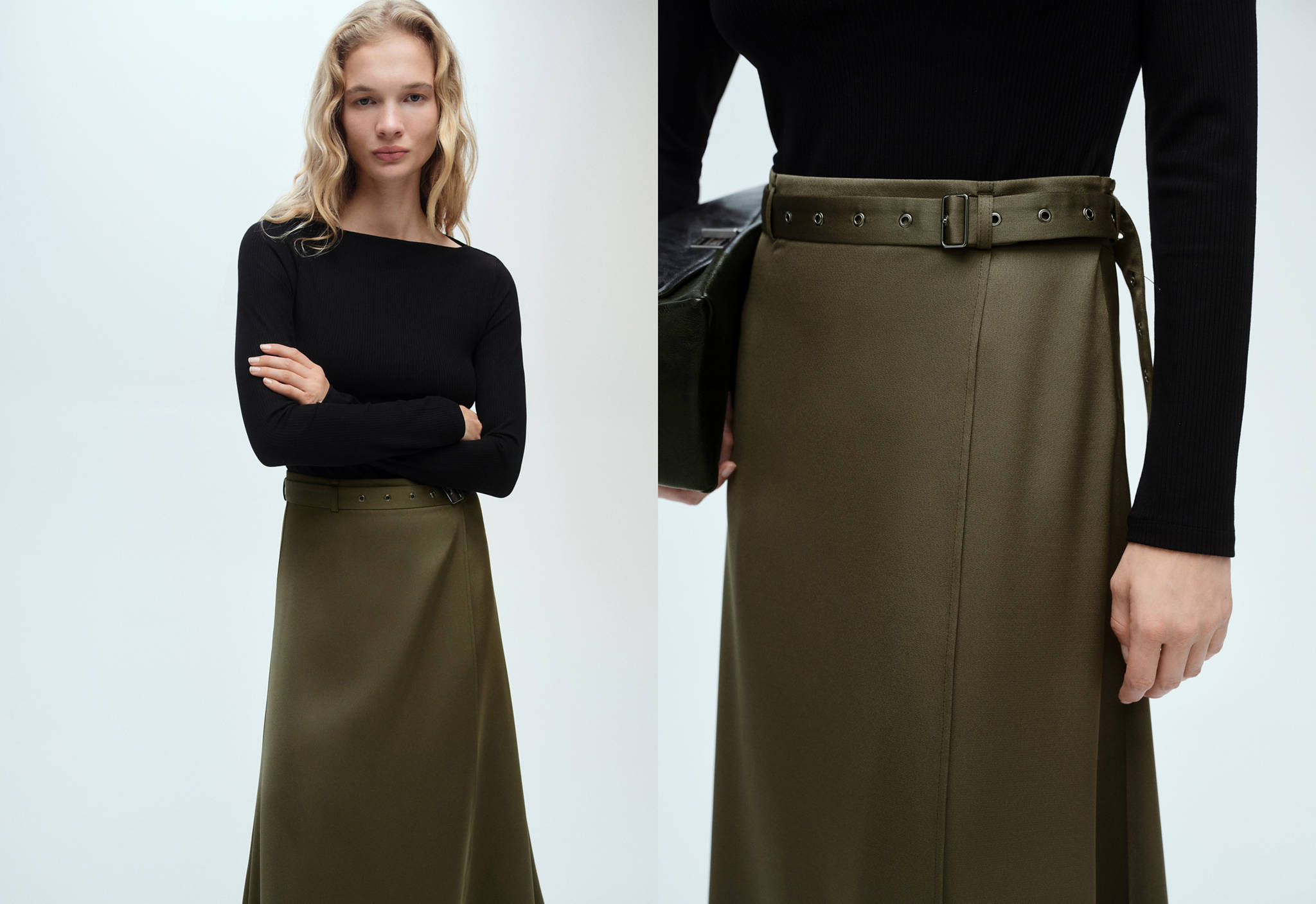 Robe à ceinture tissu combiné - Plan panoramique