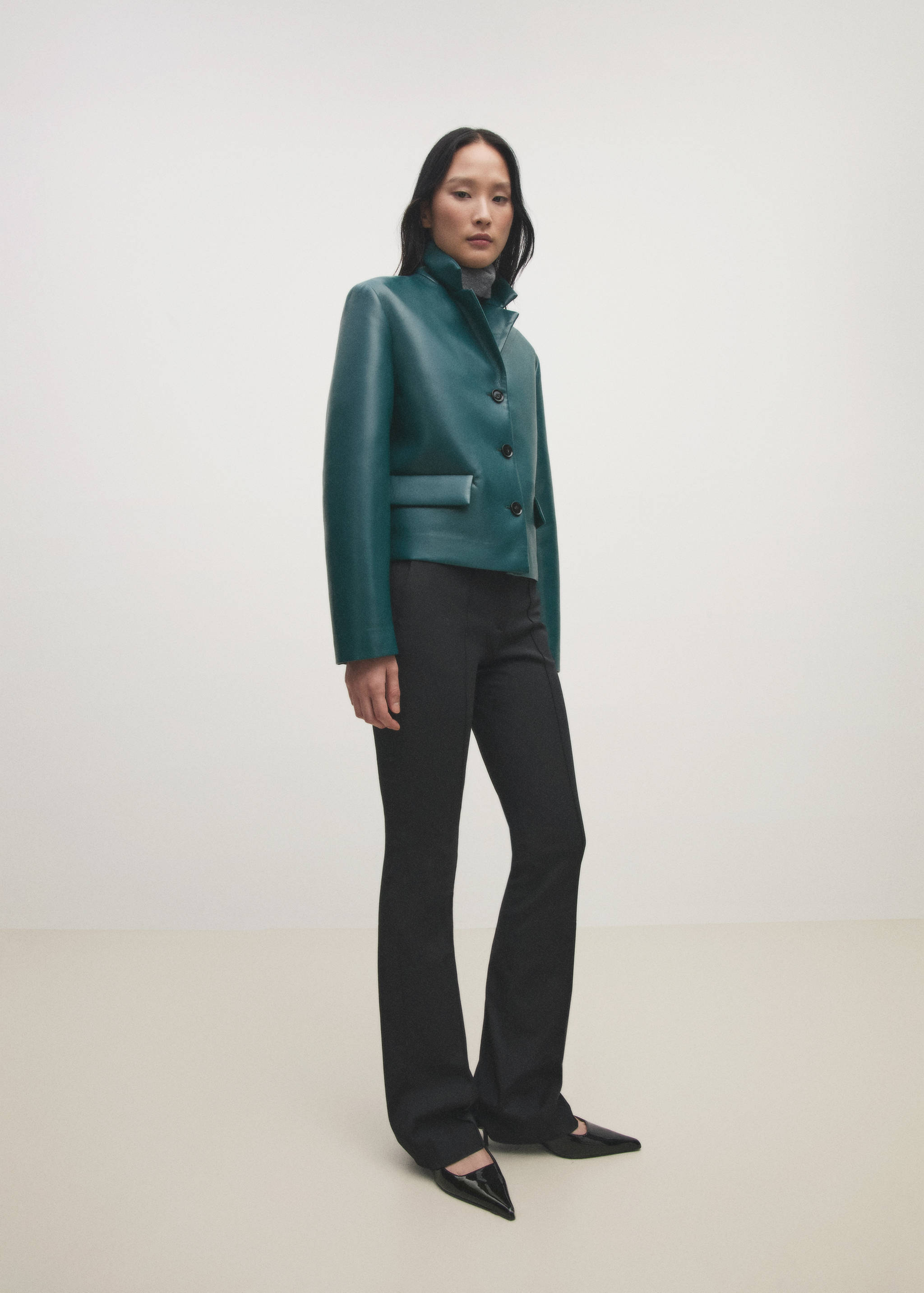 Jacket with faux-leather flap pockets - Details of the article 6