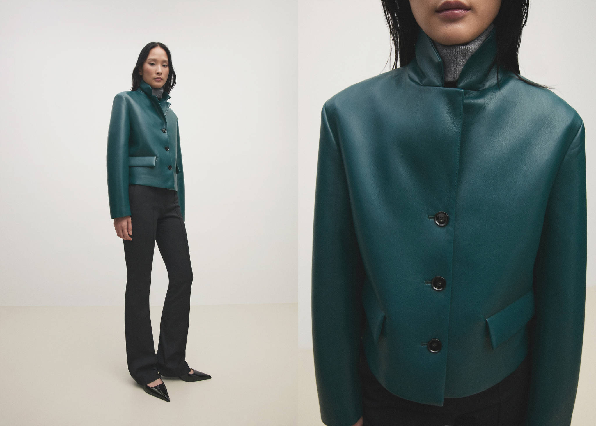Jacket with faux-leather flap pockets - Panoramic plane