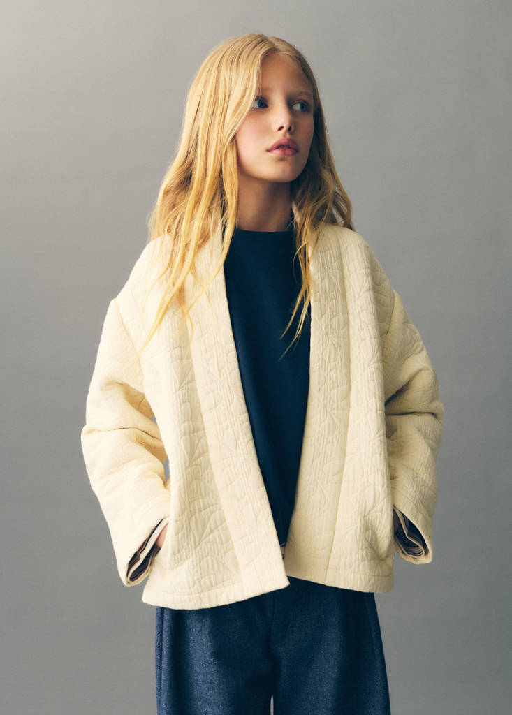 Textured embroidered jacket — Ecru