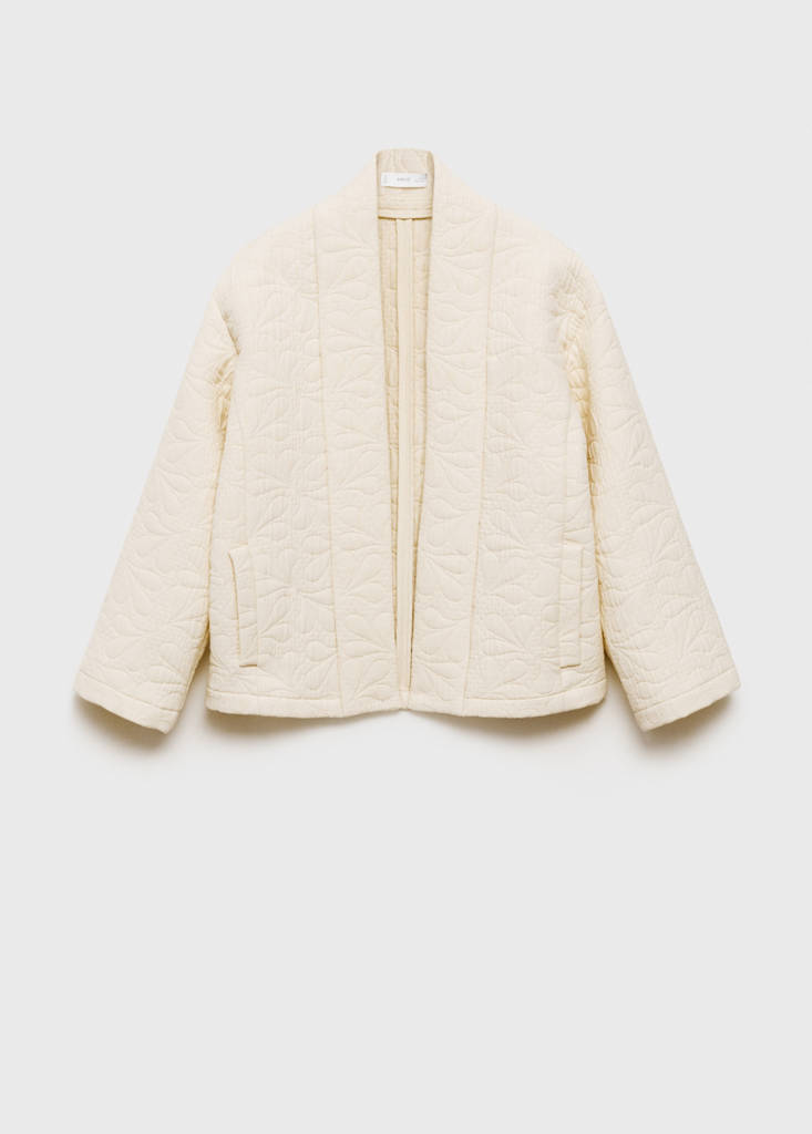 Textured embroidered jacket — Ecru