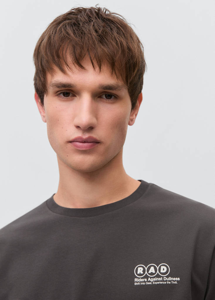 Printed cotton-blend T-shirt — Charcoal