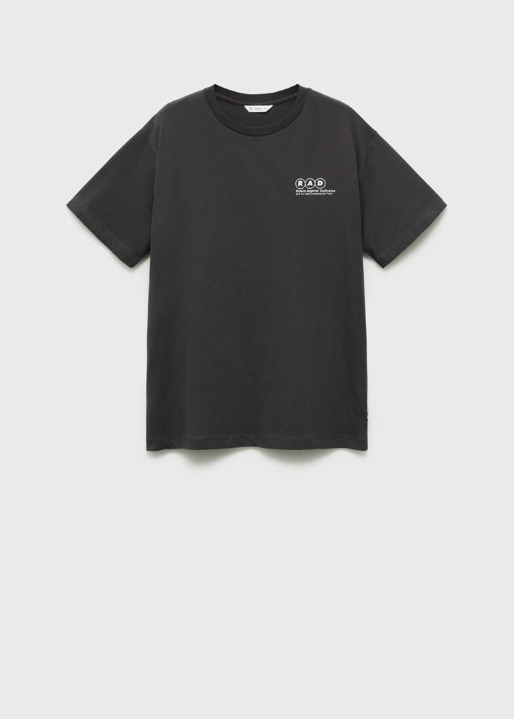 Printed cotton-blend T-shirt — Charcoal